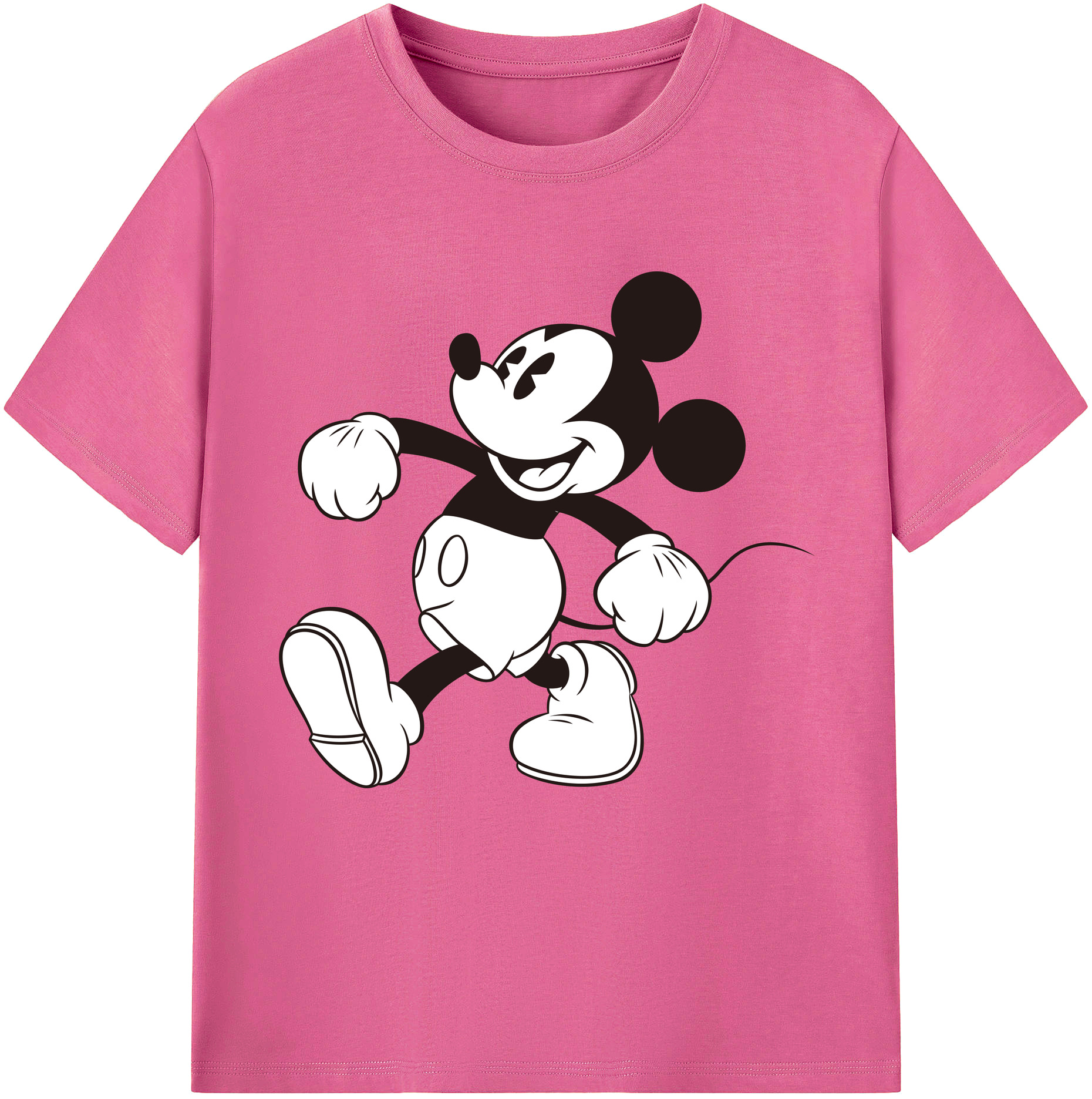 （画像用） ミッキーマウス Mickey Mouse レディースカジュアルプリントTシャツ（綿100％）