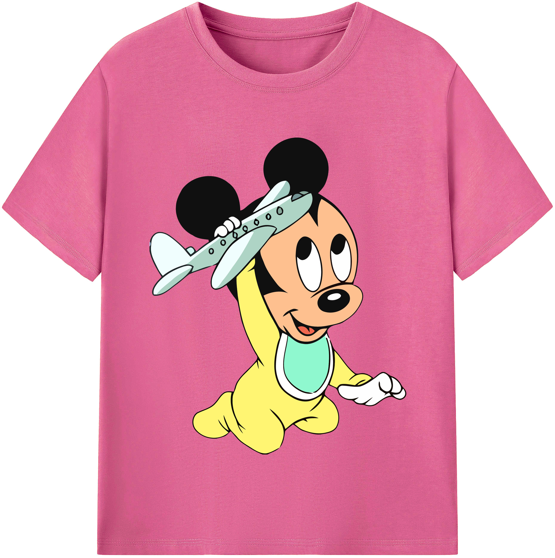 （画像用） ミッキーマウス Mickey Mouse レディースカジュアルプリントTシャツ（綿100％）