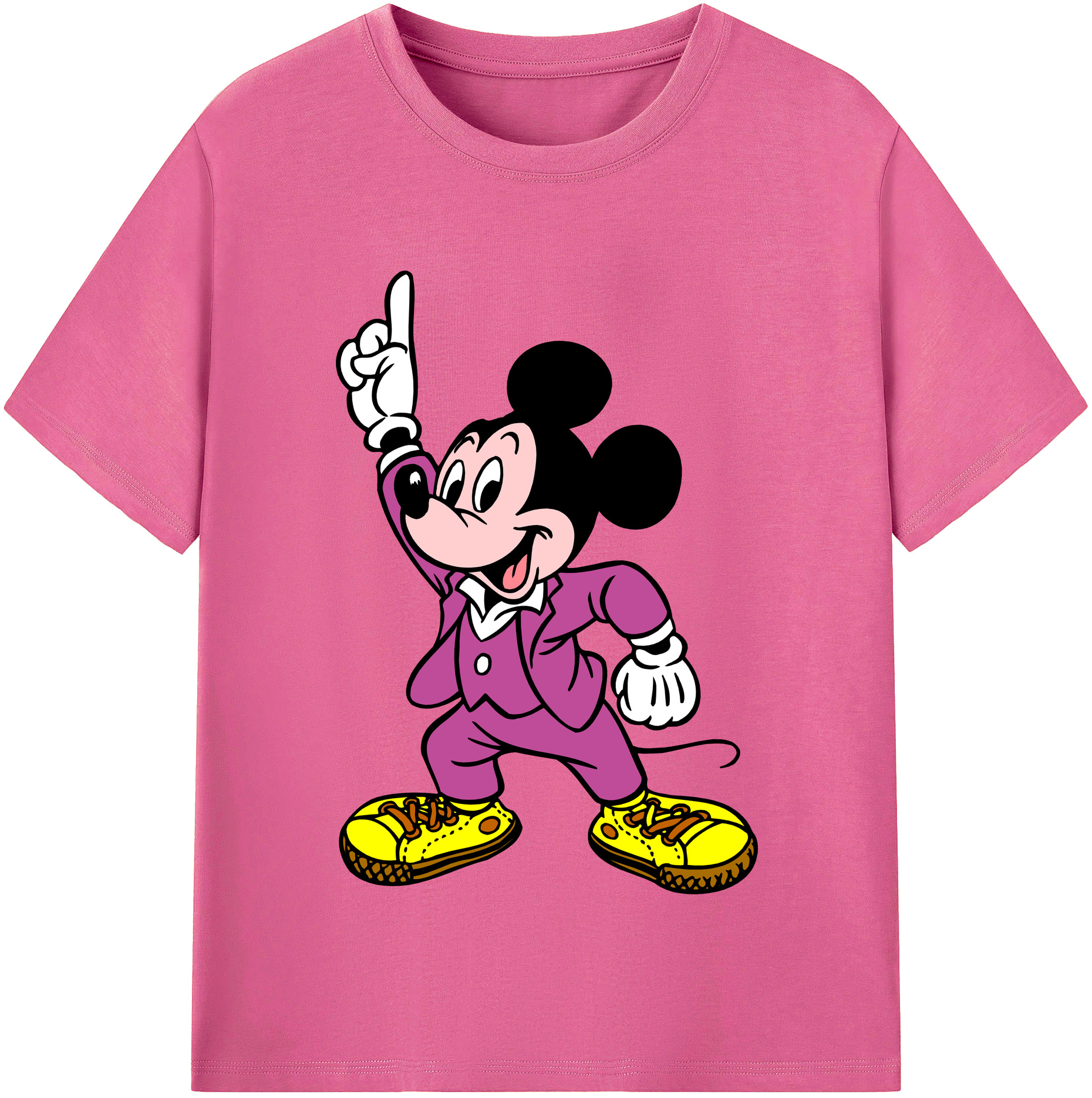 （画像用） ミッキーマウス Mickey Mouse レディースカジュアルプリントTシャツ（綿100％）