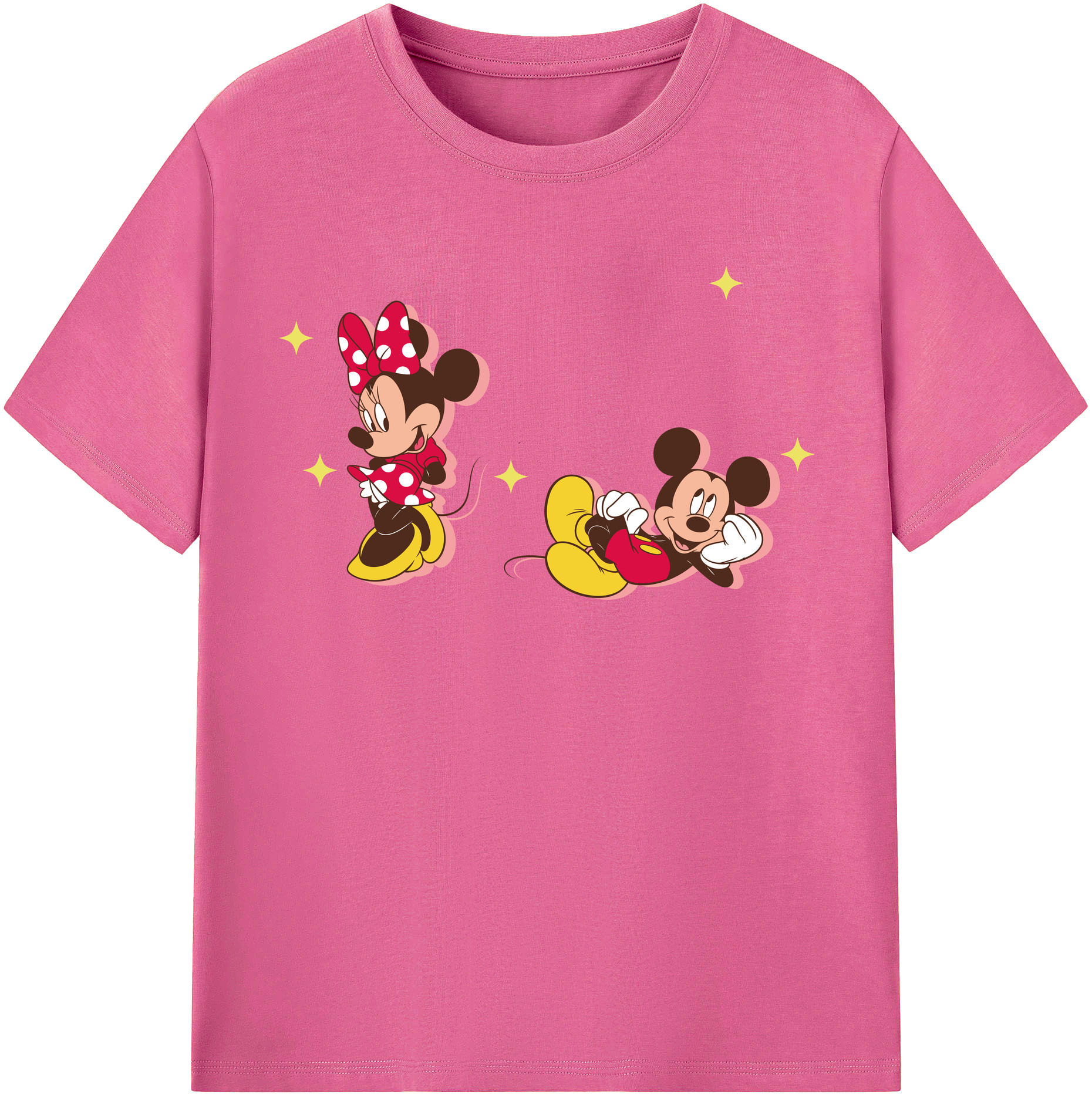 （画像用） ミッキーマウス Mickey Mouse レディースカジュアルプリントTシャツ（綿100％）