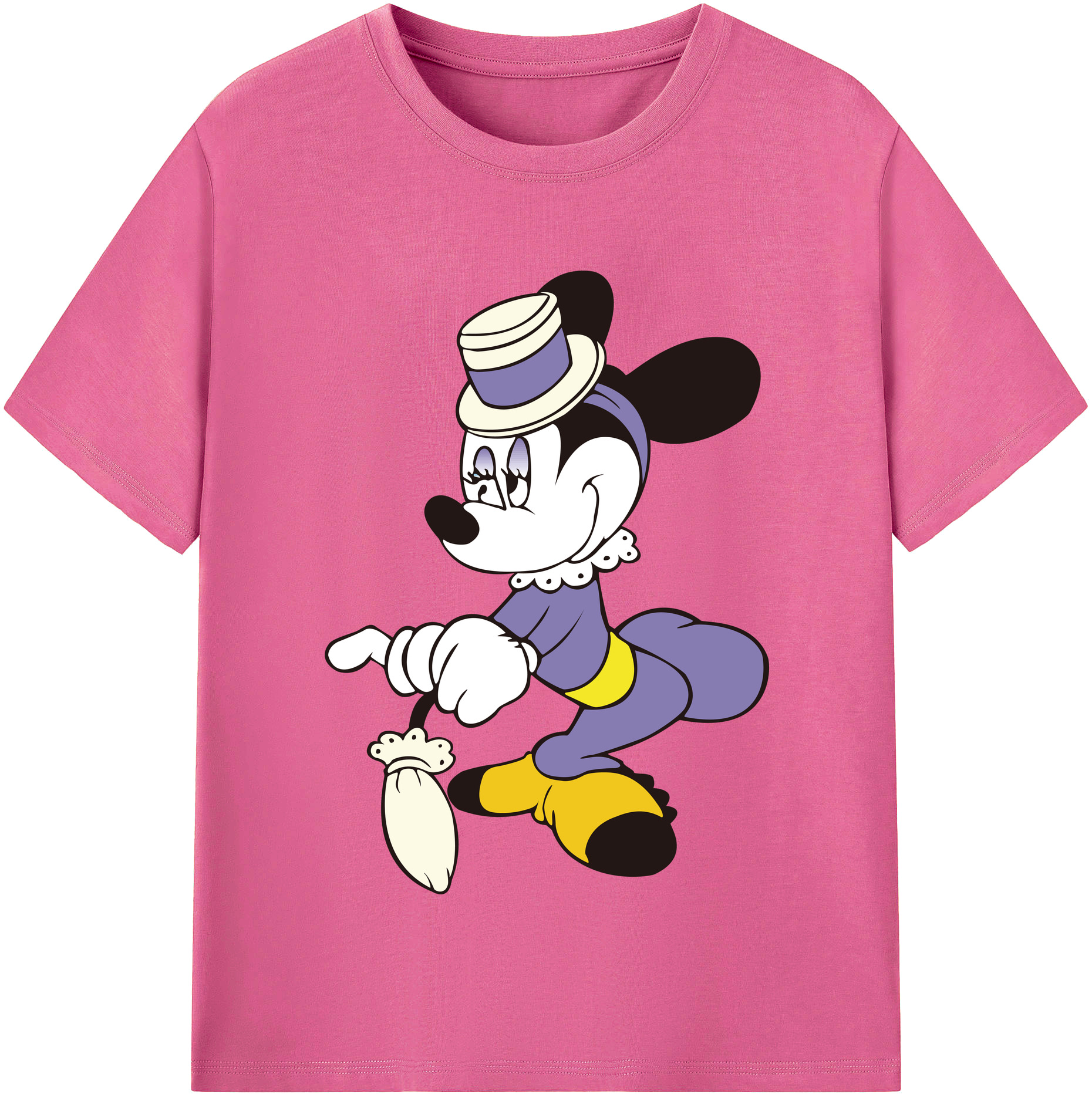 （画像用） ミッキーマウス Mickey Mouse レディースカジュアルプリントTシャツ（綿100％）