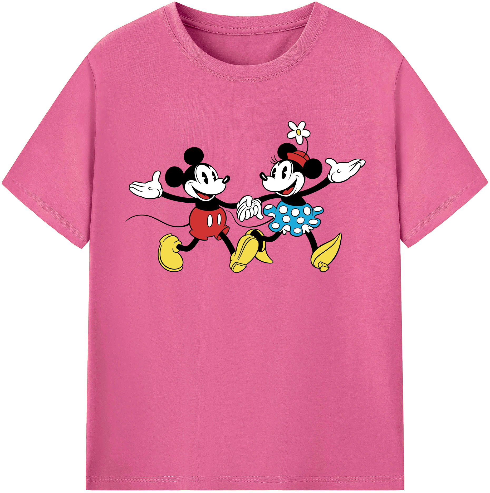 （画像用） ミッキーマウス Mickey Mouse レディースカジュアルプリントTシャツ（綿100％）