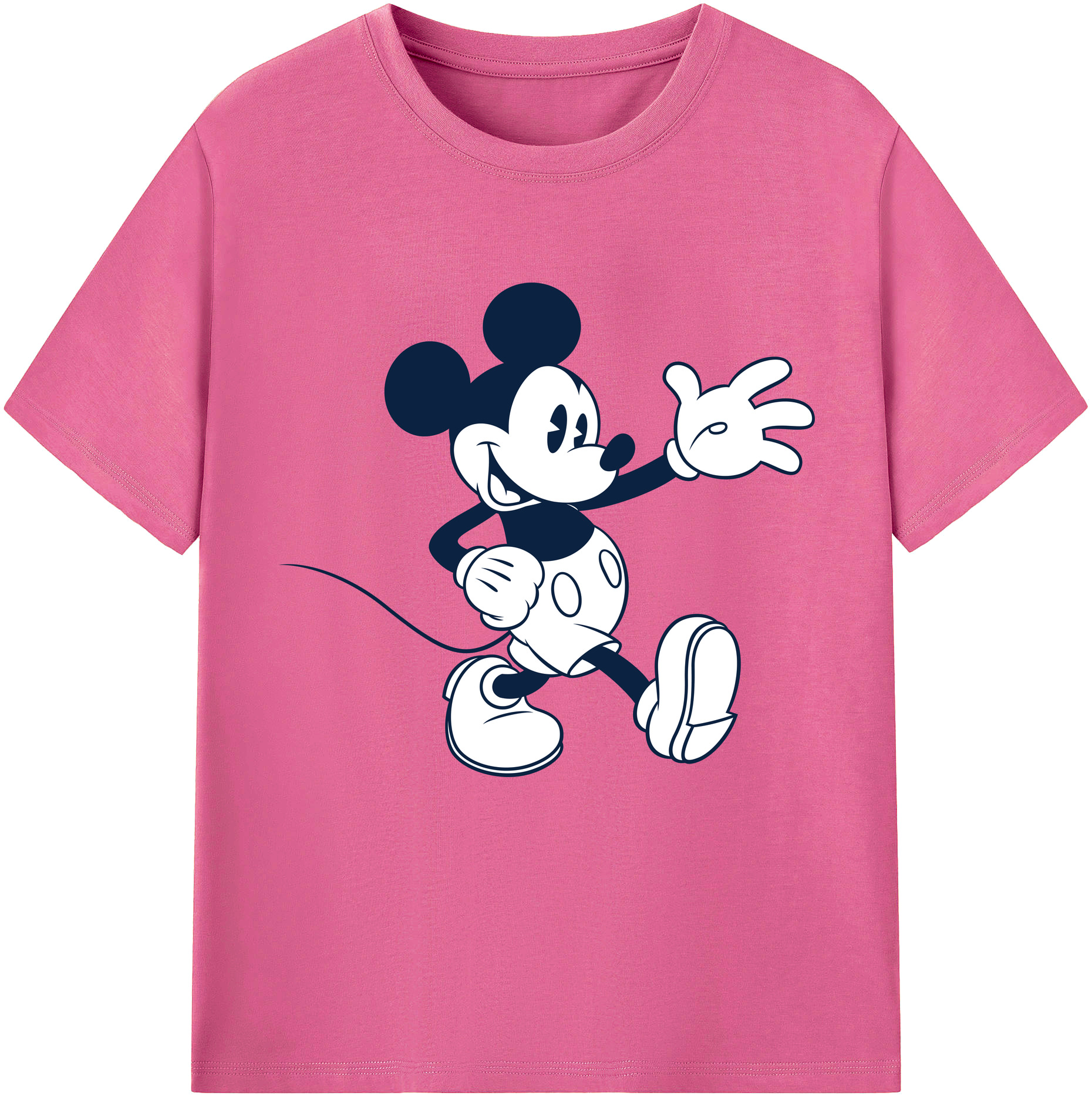 （画像用） ミッキーマウス Mickey Mouse レディースカジュアルプリントTシャツ（綿100％）