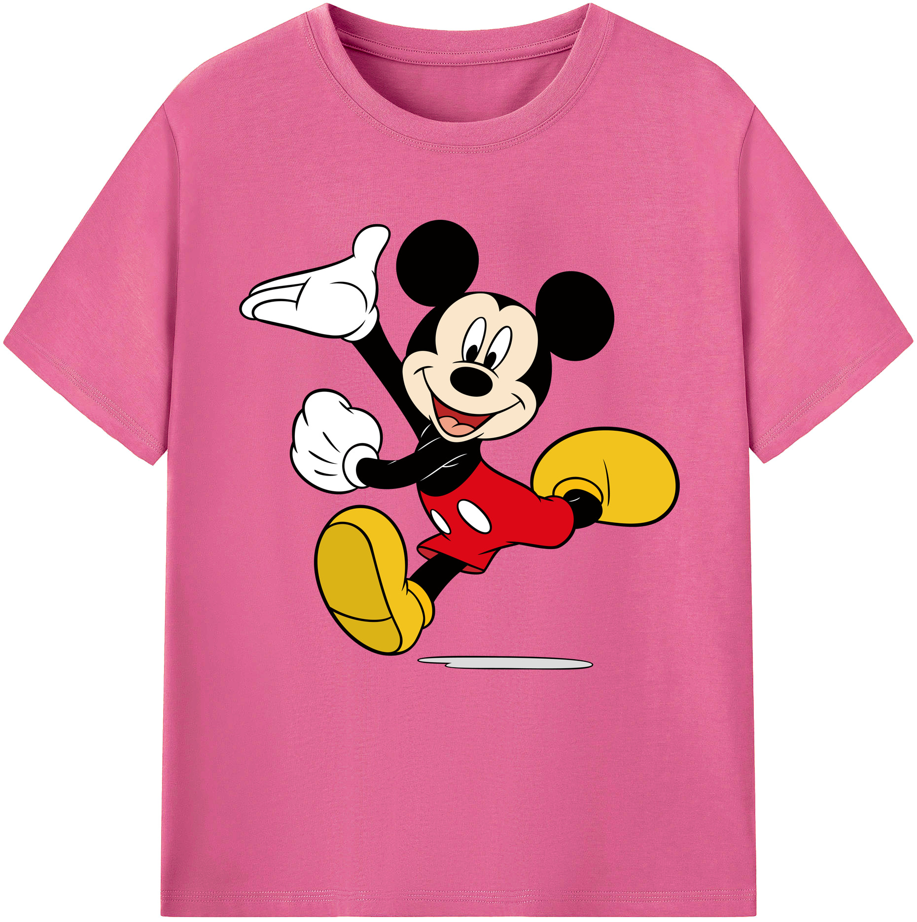 （画像用） ミッキーマウス Mickey Mouse レディースカジュアルプリントTシャツ（綿100％）