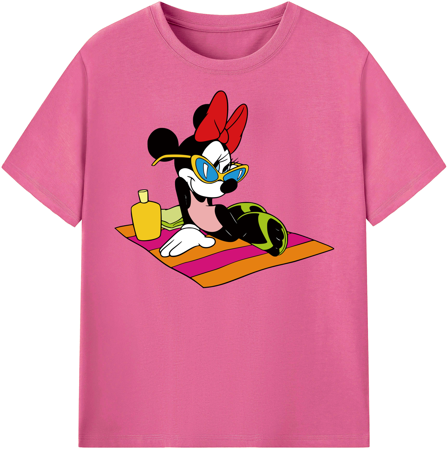 （画像用） ミッキーマウス Mickey Mouse レディースカジュアルプリントTシャツ（綿100％）