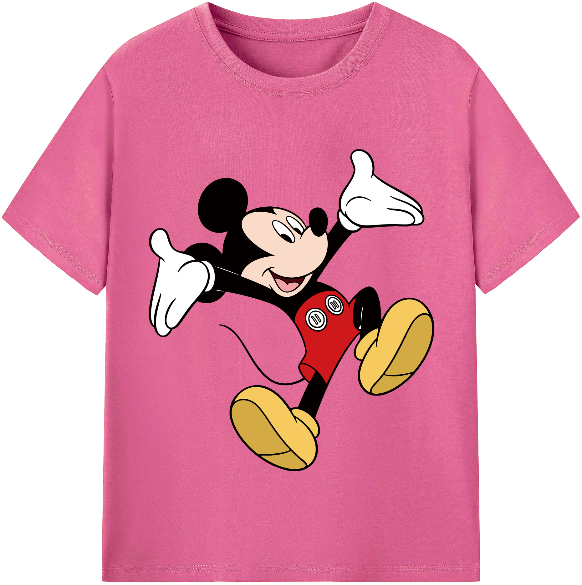 （画像用） ミッキーマウス Mickey Mouse レディースカジュアルプリントTシャツ（綿100％）
