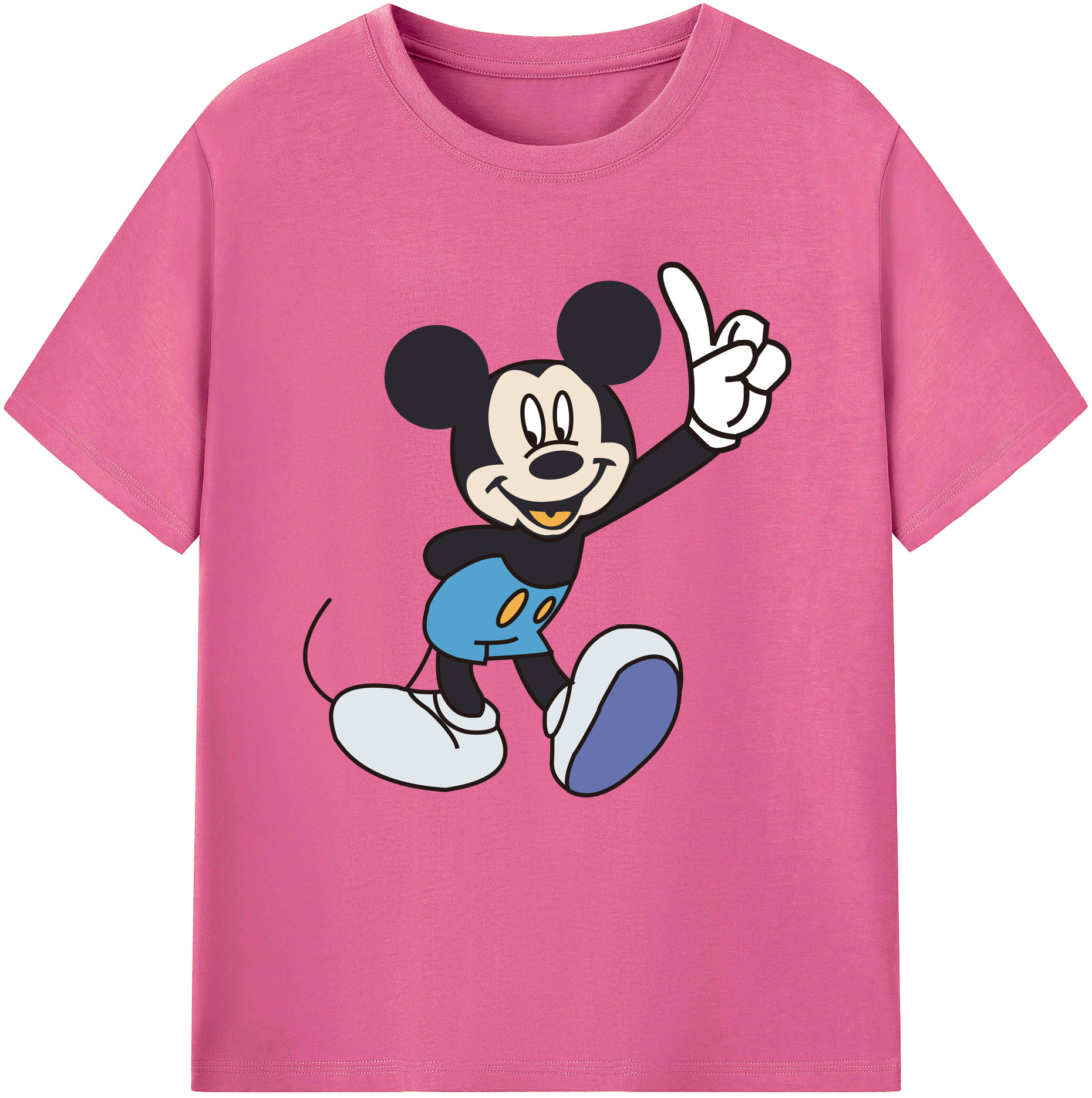 （画像用） ミッキーマウス Mickey Mouse レディースカジュアルプリントTシャツ（綿100％）