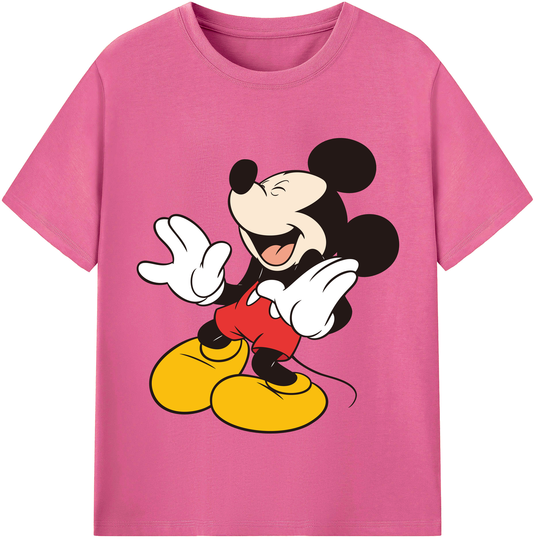 （画像用） ミッキーマウス Mickey Mouse レディースカジュアルプリントTシャツ（綿100％）