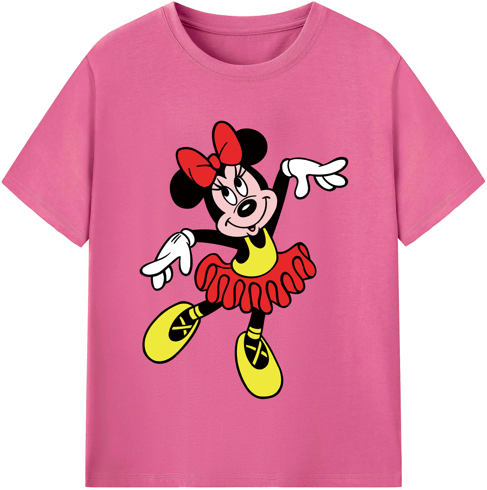 （画像用） ミッキーマウス Mickey Mouse レディースカジュアルプリントTシャツ（綿100％）