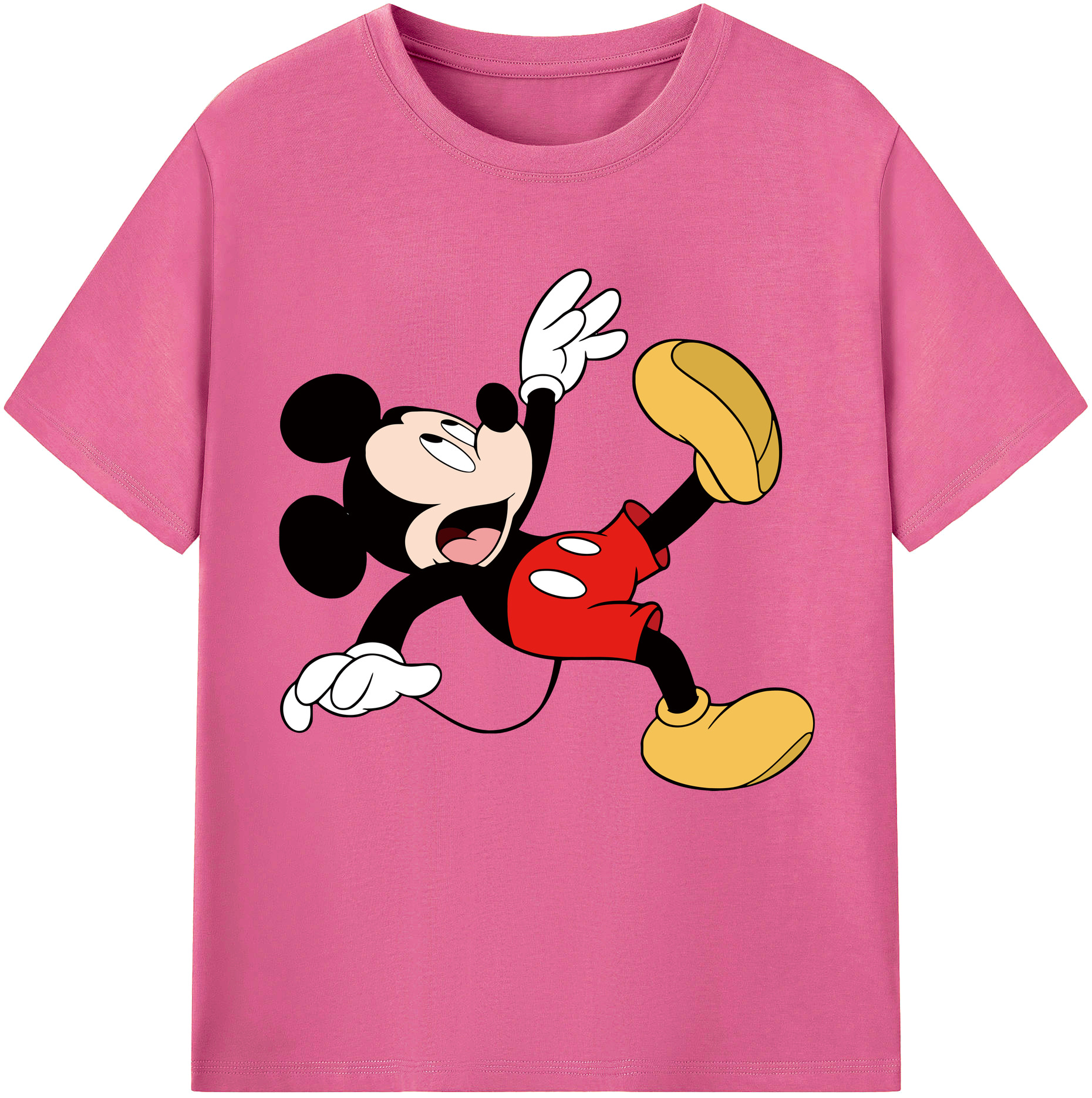 （画像用） ミッキーマウス Mickey Mouse レディースカジュアルプリントTシャツ（綿100％）
