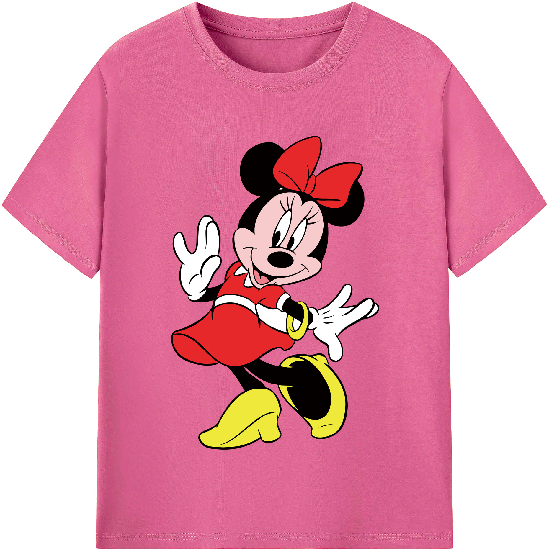 （画像用） ミッキーマウス Mickey Mouse レディースカジュアルプリントTシャツ（綿100％）