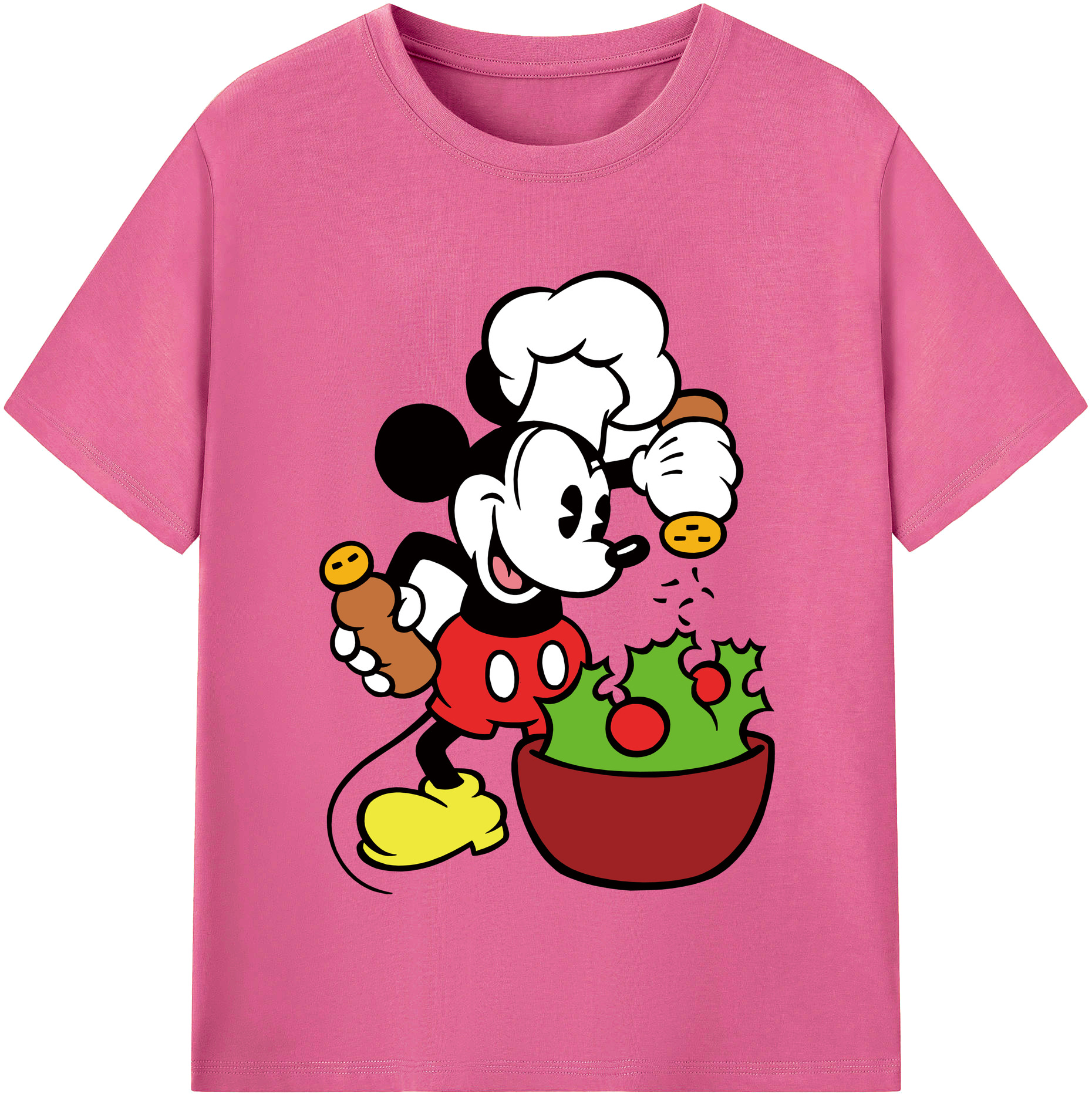 （画像用） ミッキーマウス Mickey Mouse レディースカジュアルプリントTシャツ（綿100％）