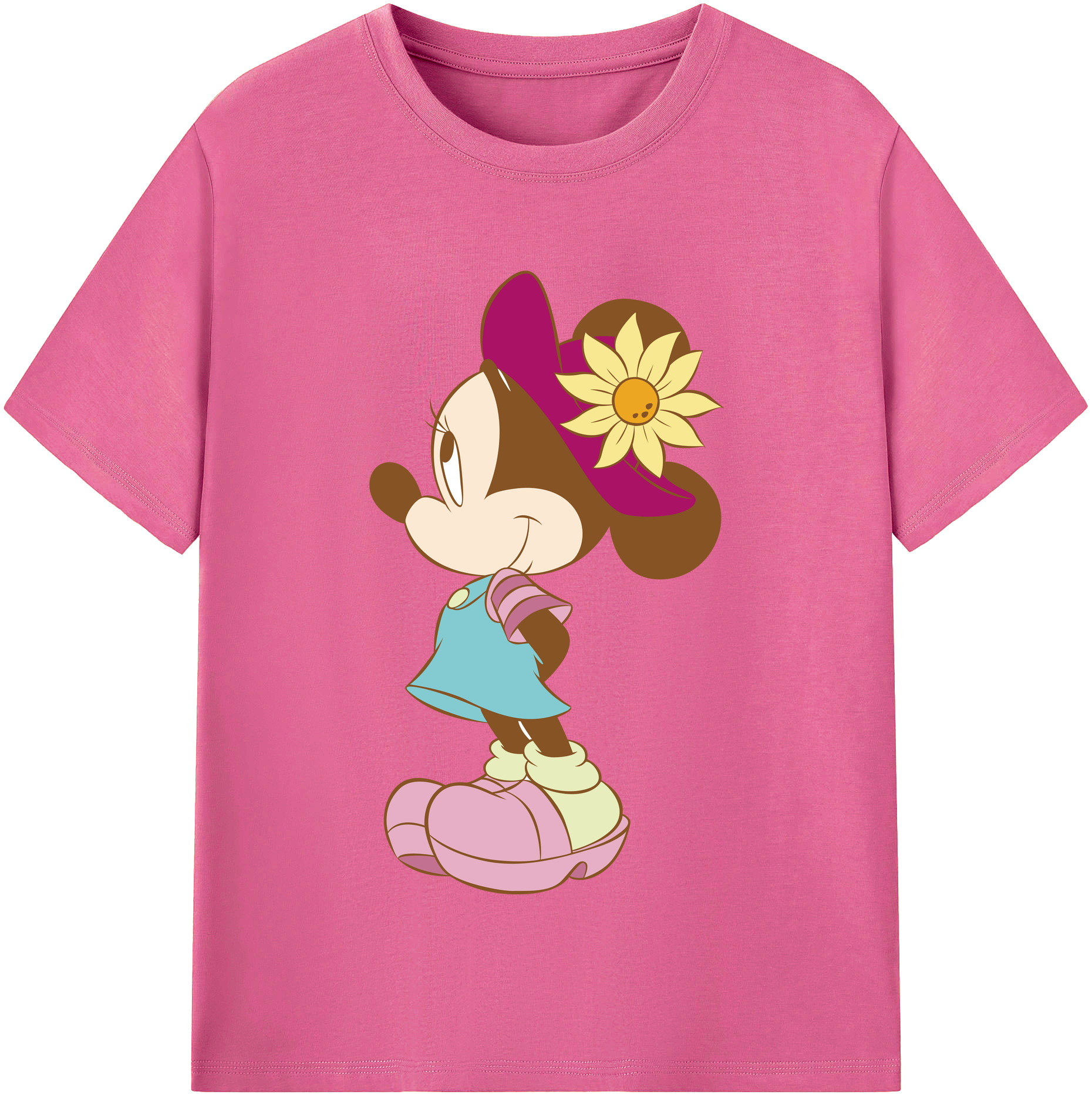 ミッキーマウス Mickey Mouse レディースカジュアルプリントTシャツ（綿100％）
