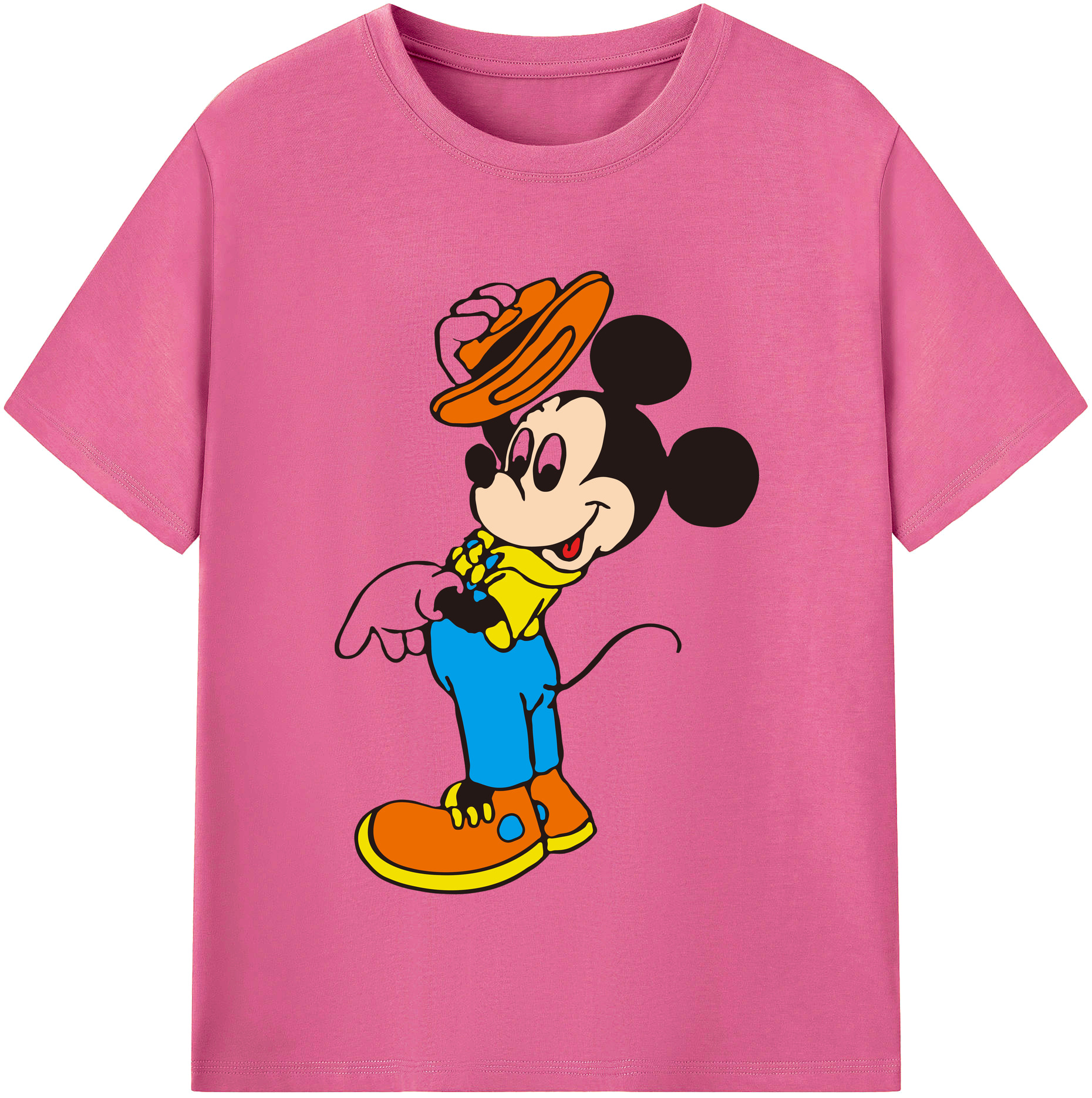 （画像用） ミッキーマウス Mickey Mouse レディースカジュアルプリントTシャツ（綿100％）