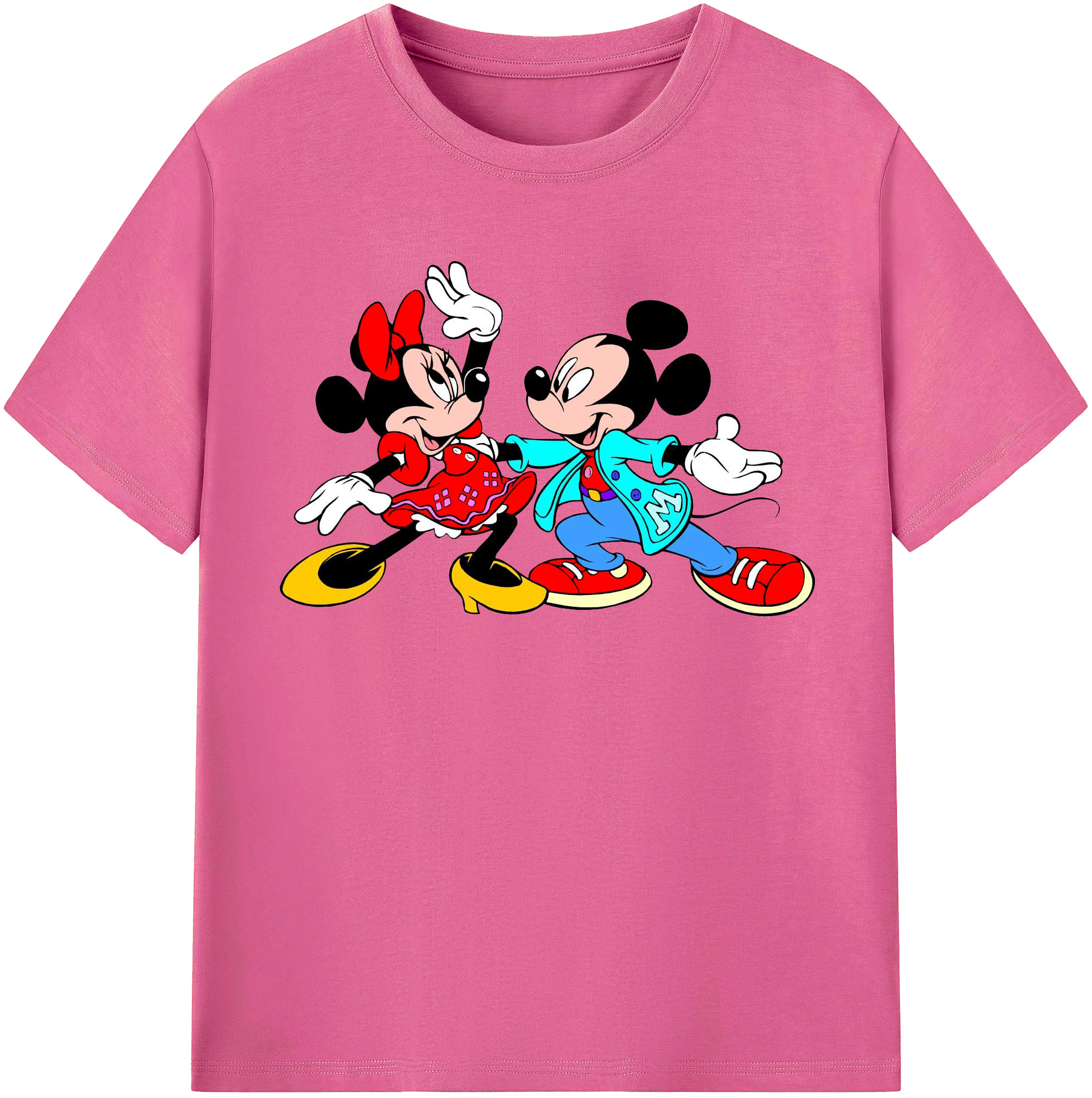 （画像用） ミッキーマウス Mickey Mouse レディースカジュアルプリントTシャツ（綿100％）