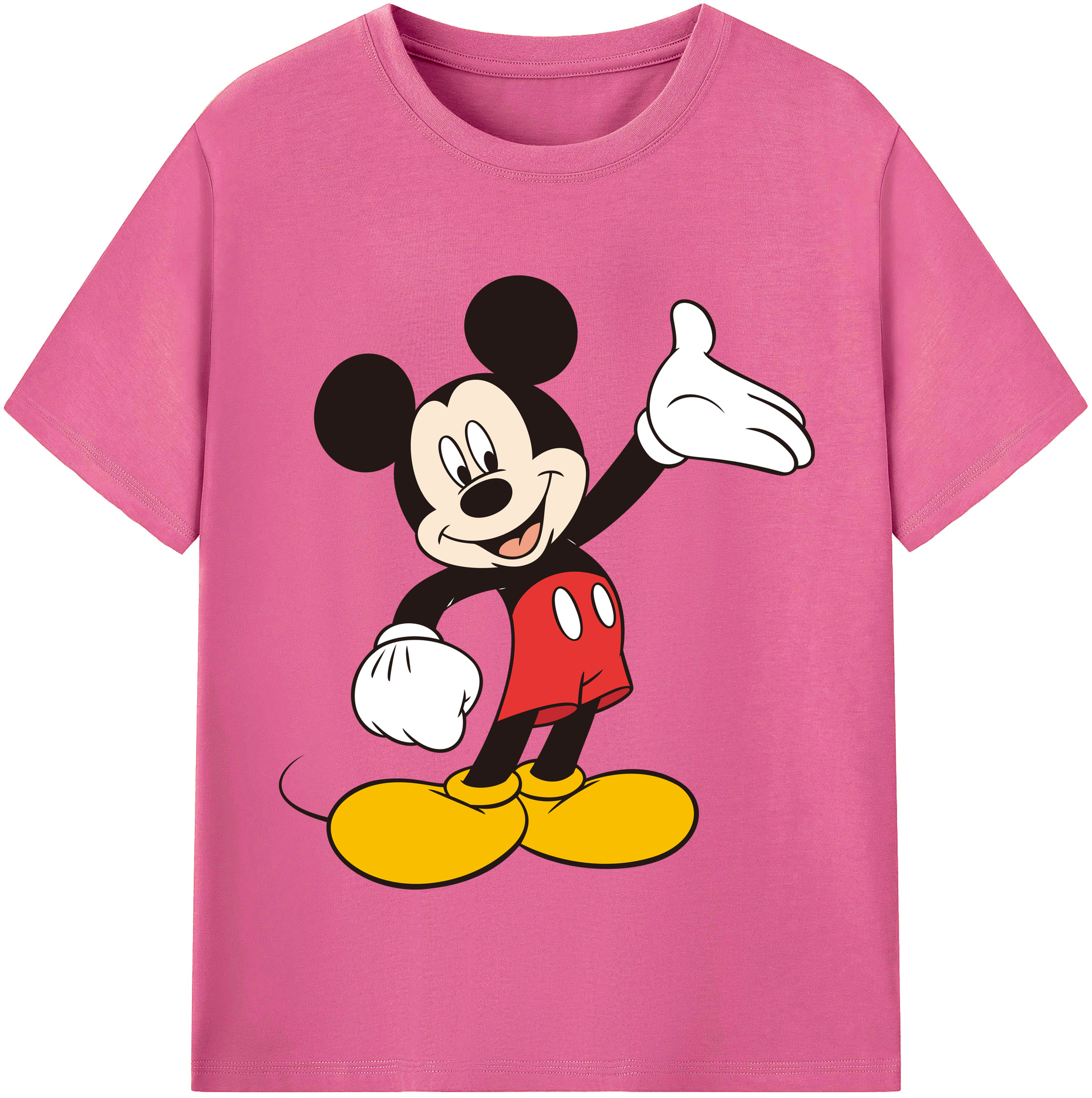 （画像用） ミッキーマウス Mickey Mouse レディースカジュアルプリントTシャツ（綿100％）