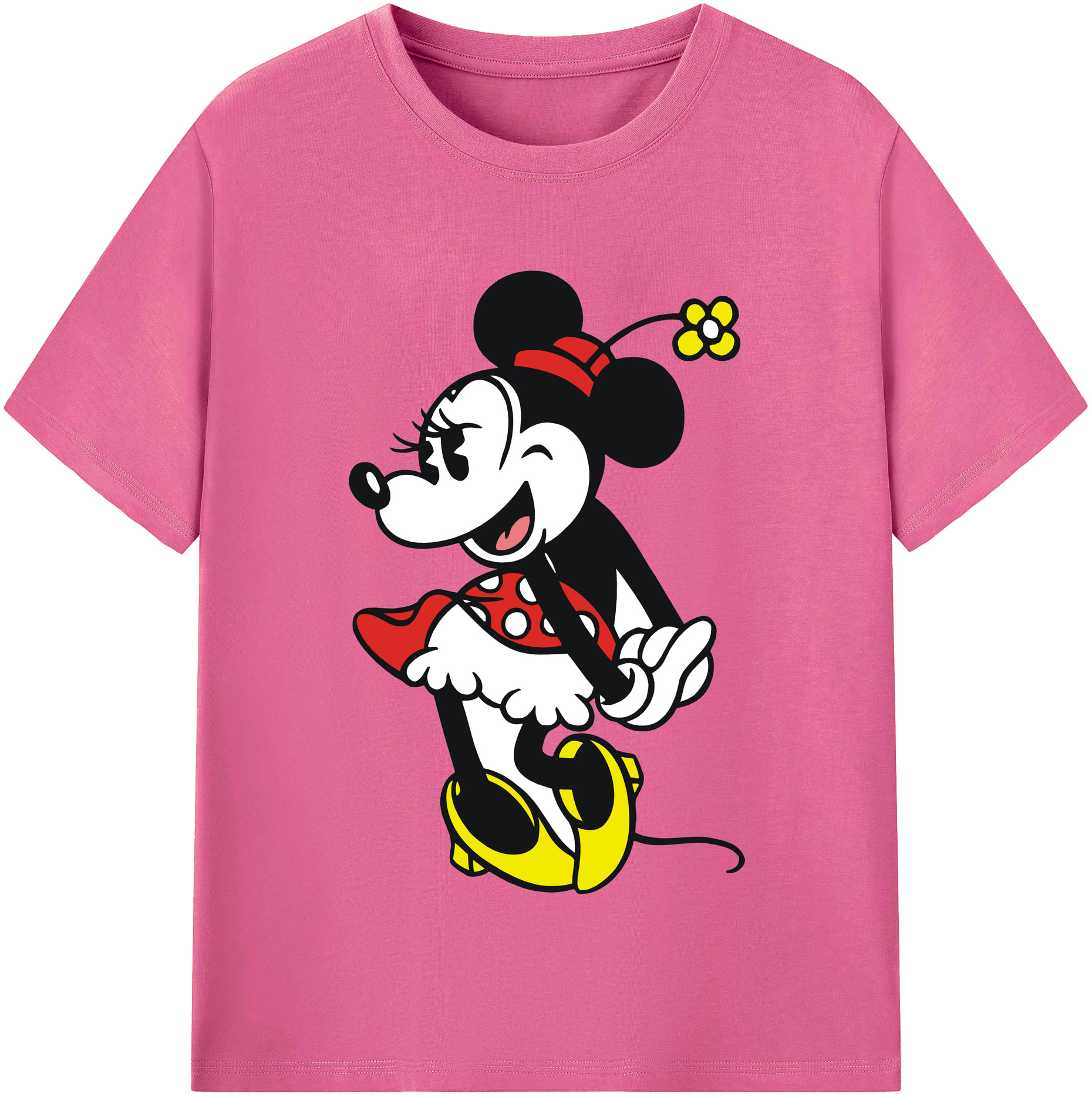 （画像用） ミッキーマウス Mickey Mouse レディースカジュアルプリントTシャツ（綿100％）