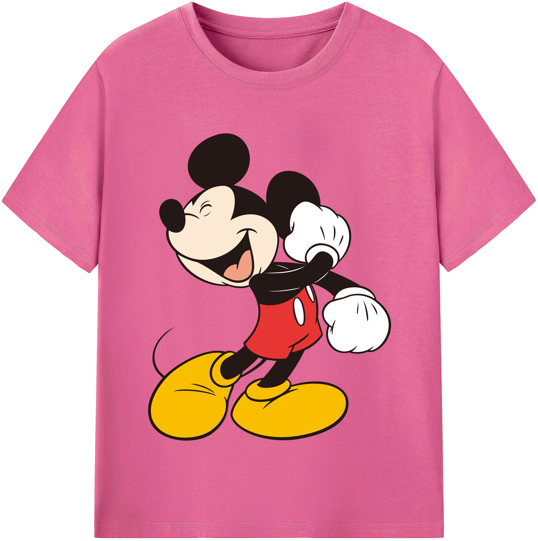 （画像用） ミッキーマウス Mickey Mouse レディースカジュアルプリントTシャツ（綿100％）