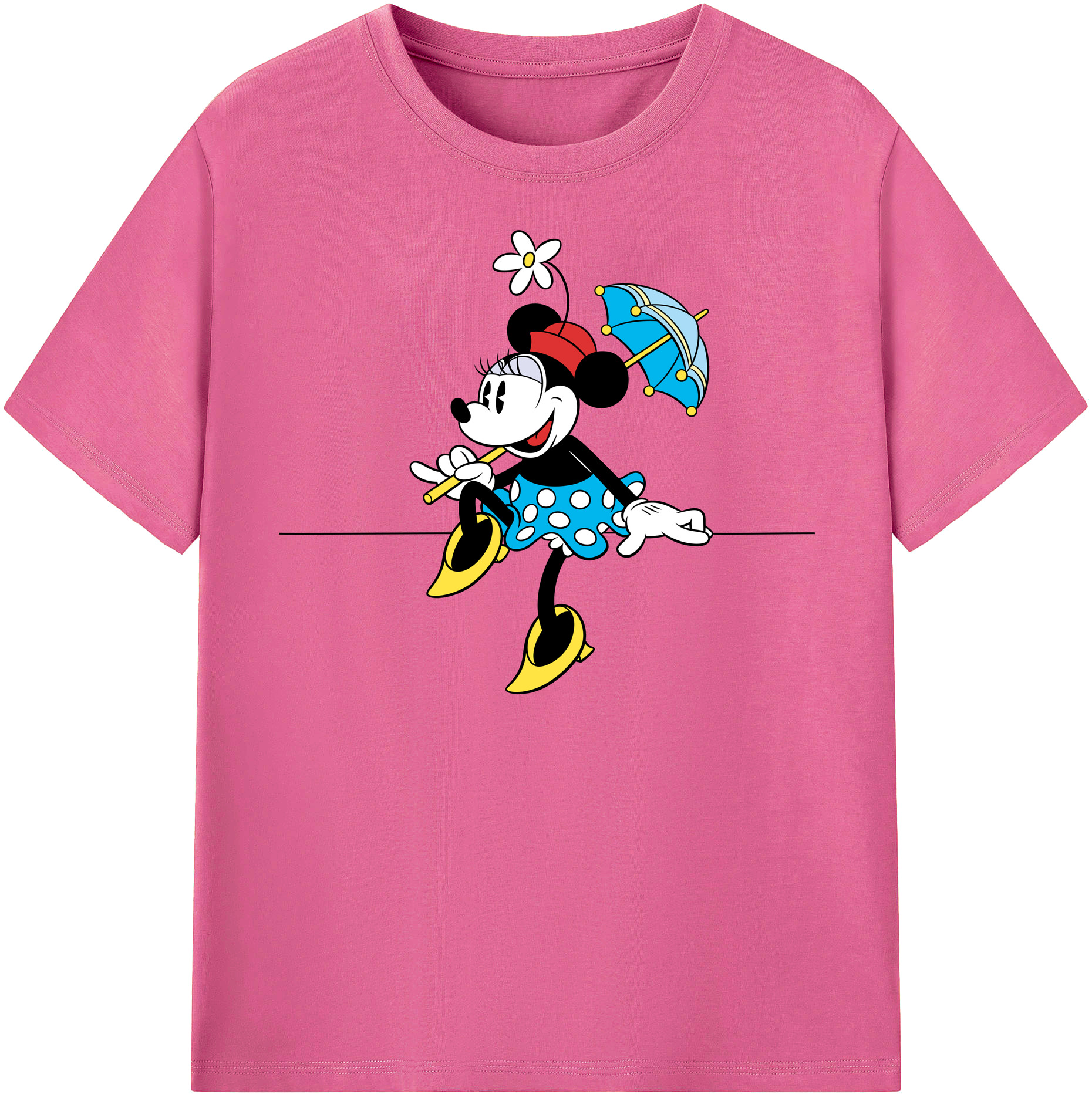 （画像用） ミッキーマウス Mickey Mouse レディースカジュアルプリントTシャツ（綿100％）