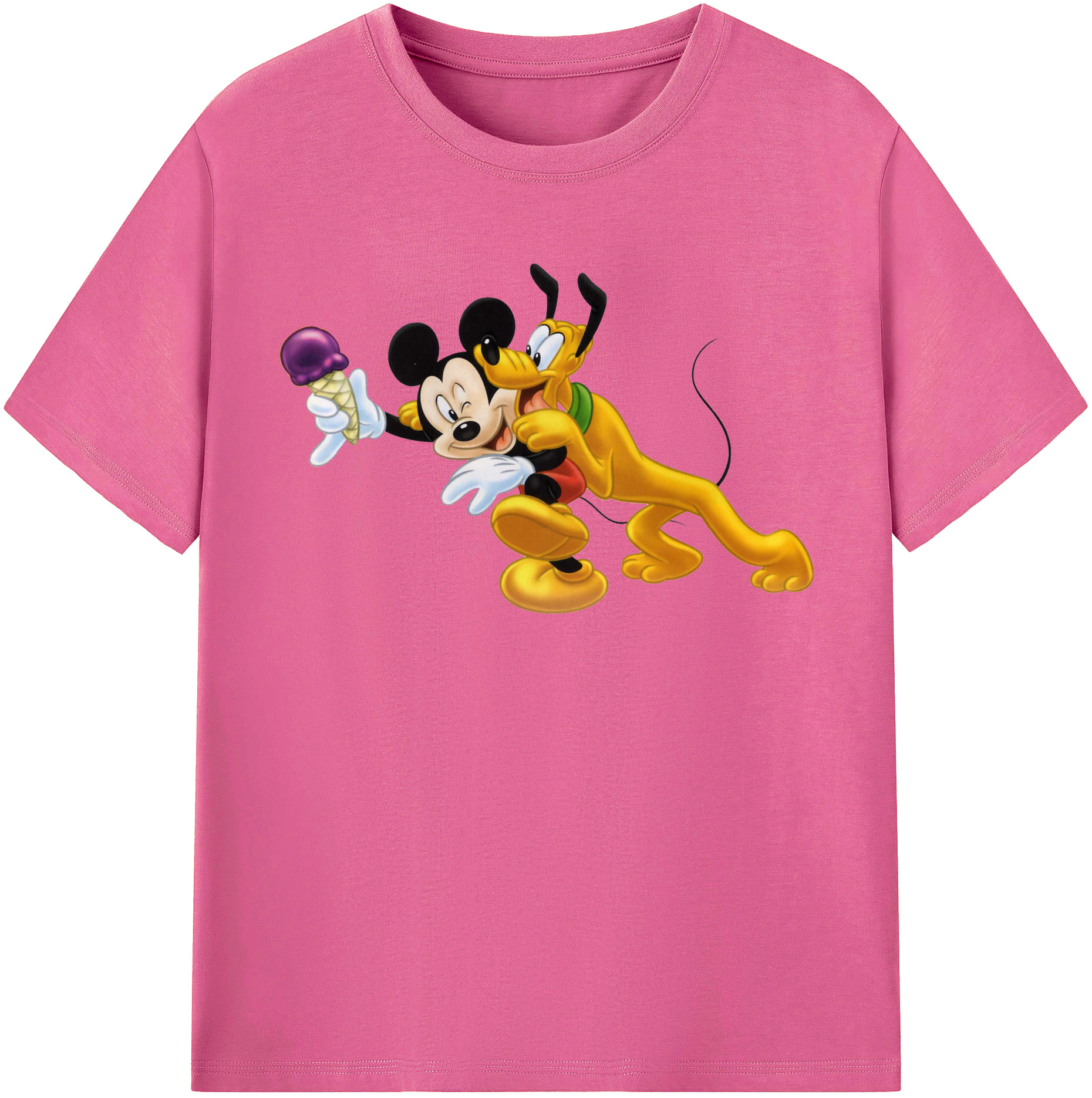 （画像用） ミッキーマウス Mickey Mouse レディースカジュアルプリントTシャツ（綿100％）