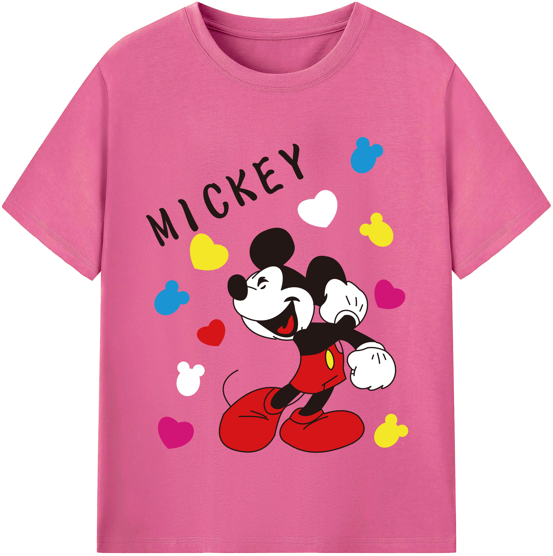 （画像用） ミッキーマウス Mickey Mouse レディースカジュアルプリントTシャツ（綿100％）