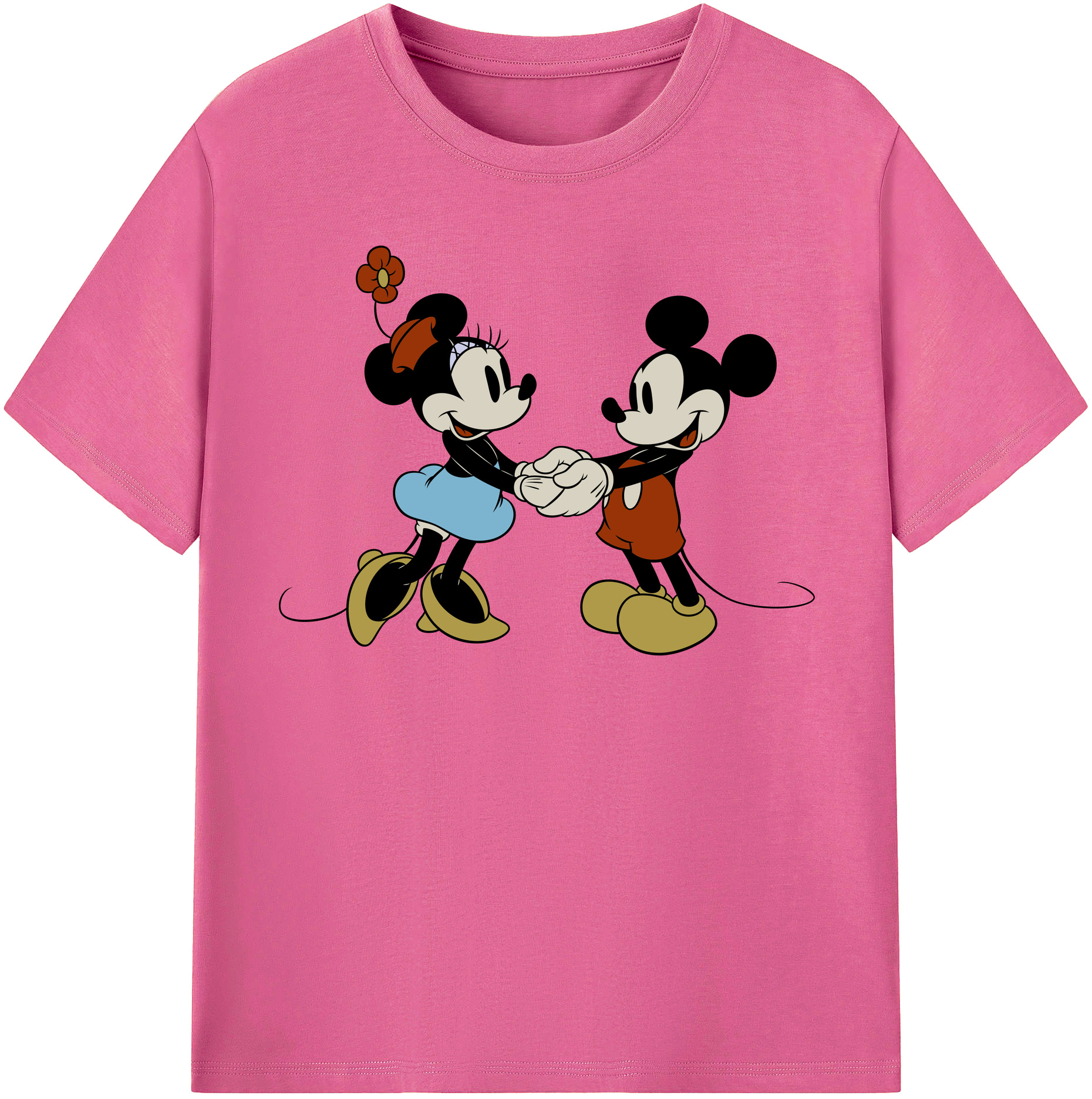 （画像用） ミッキーマウス Mickey Mouse レディースカジュアルプリントTシャツ（綿100％）