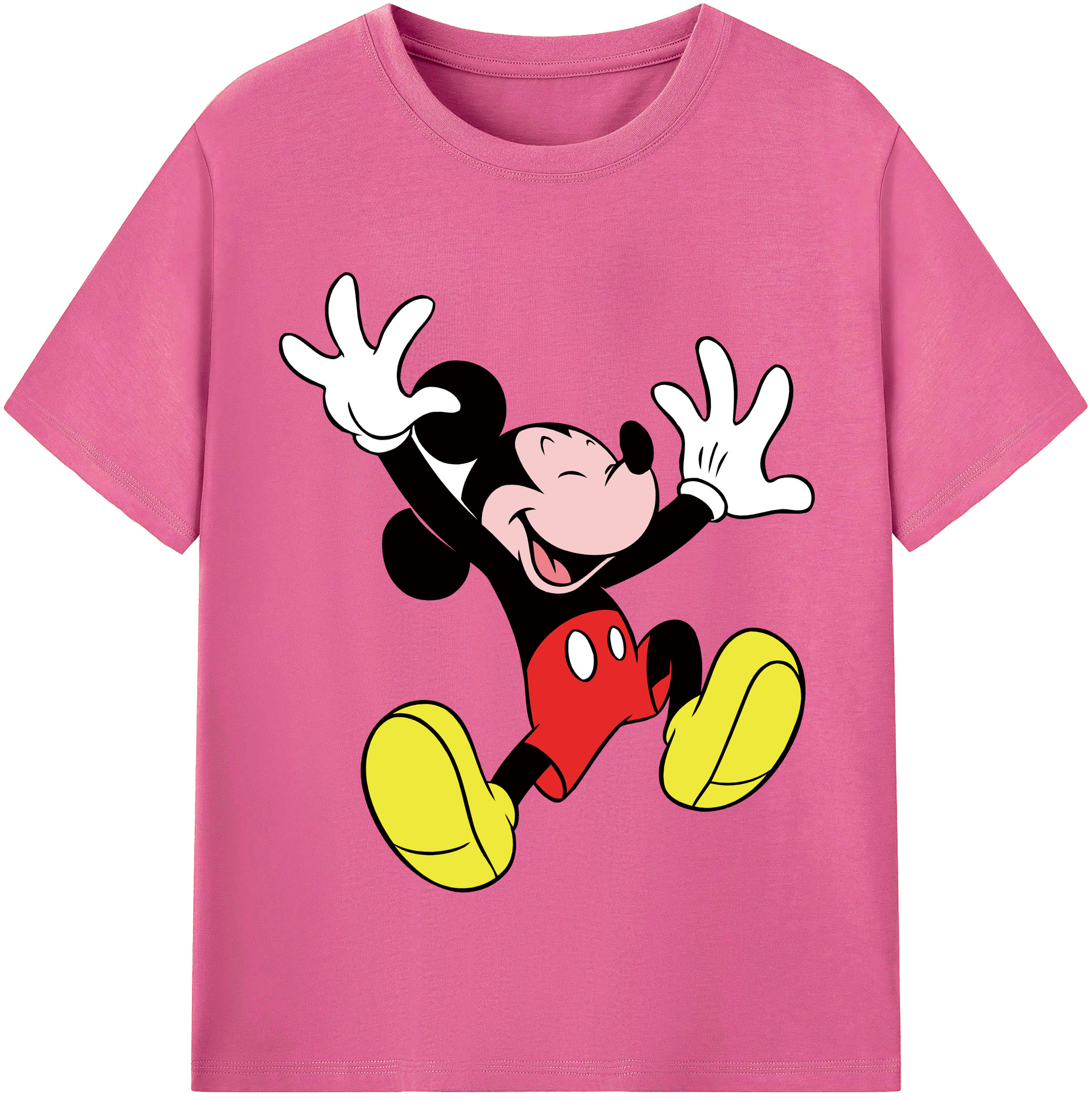 （画像用） ミッキーマウス Mickey Mouse レディースカジュアルプリントTシャツ（綿100％）