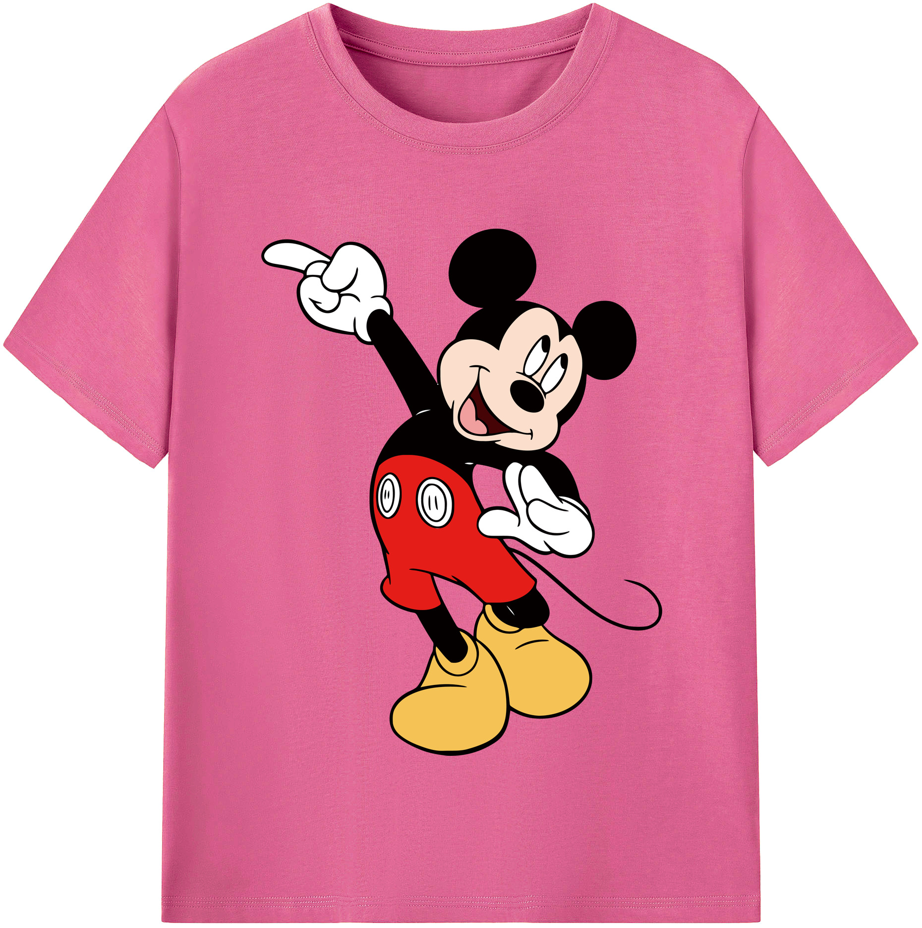 （画像用） ミッキーマウス Mickey Mouse レディースカジュアルプリントTシャツ（綿100％）