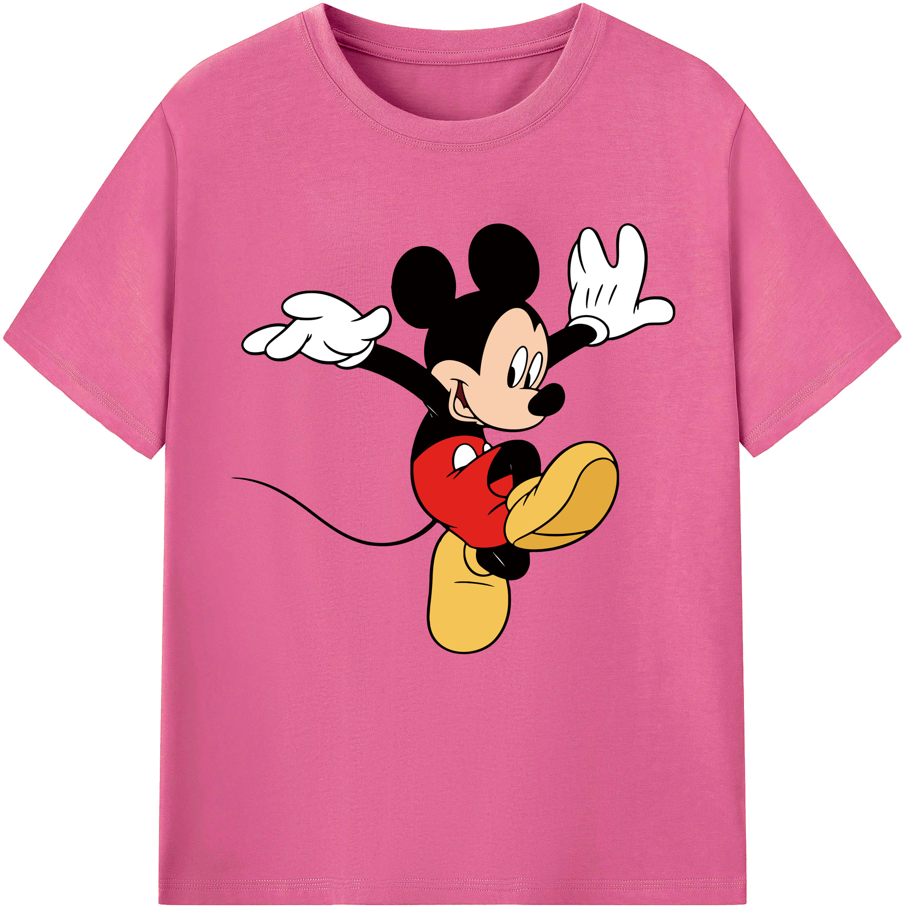 （画像用） ミッキーマウス Mickey Mouse レディースカジュアルプリントTシャツ（綿100％）