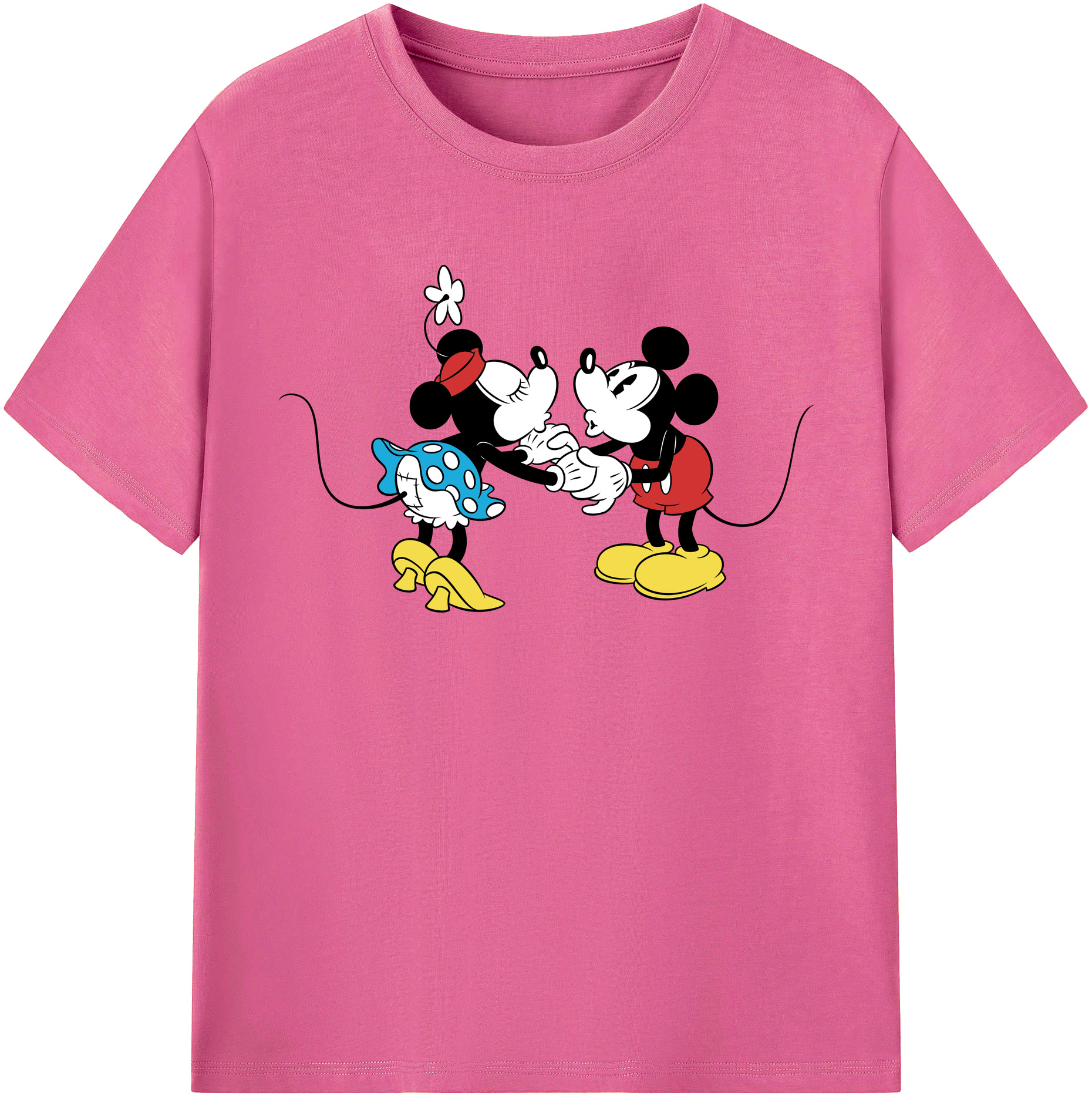 （画像用） ミッキーマウス Mickey Mouse レディースカジュアルプリントTシャツ（綿100％）