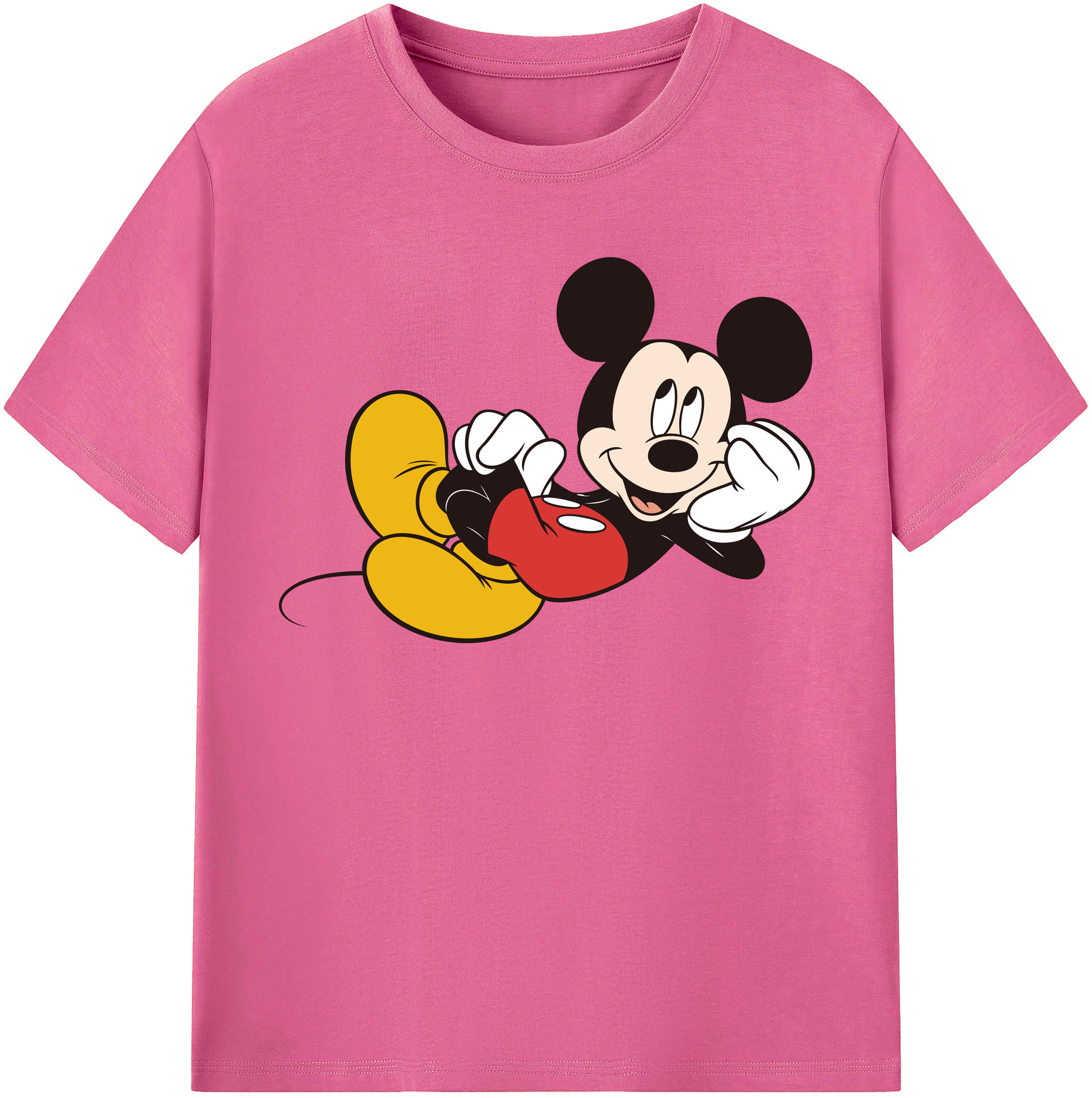 （画像用） ミッキーマウス Mickey Mouse レディースカジュアルプリントTシャツ（綿100％）