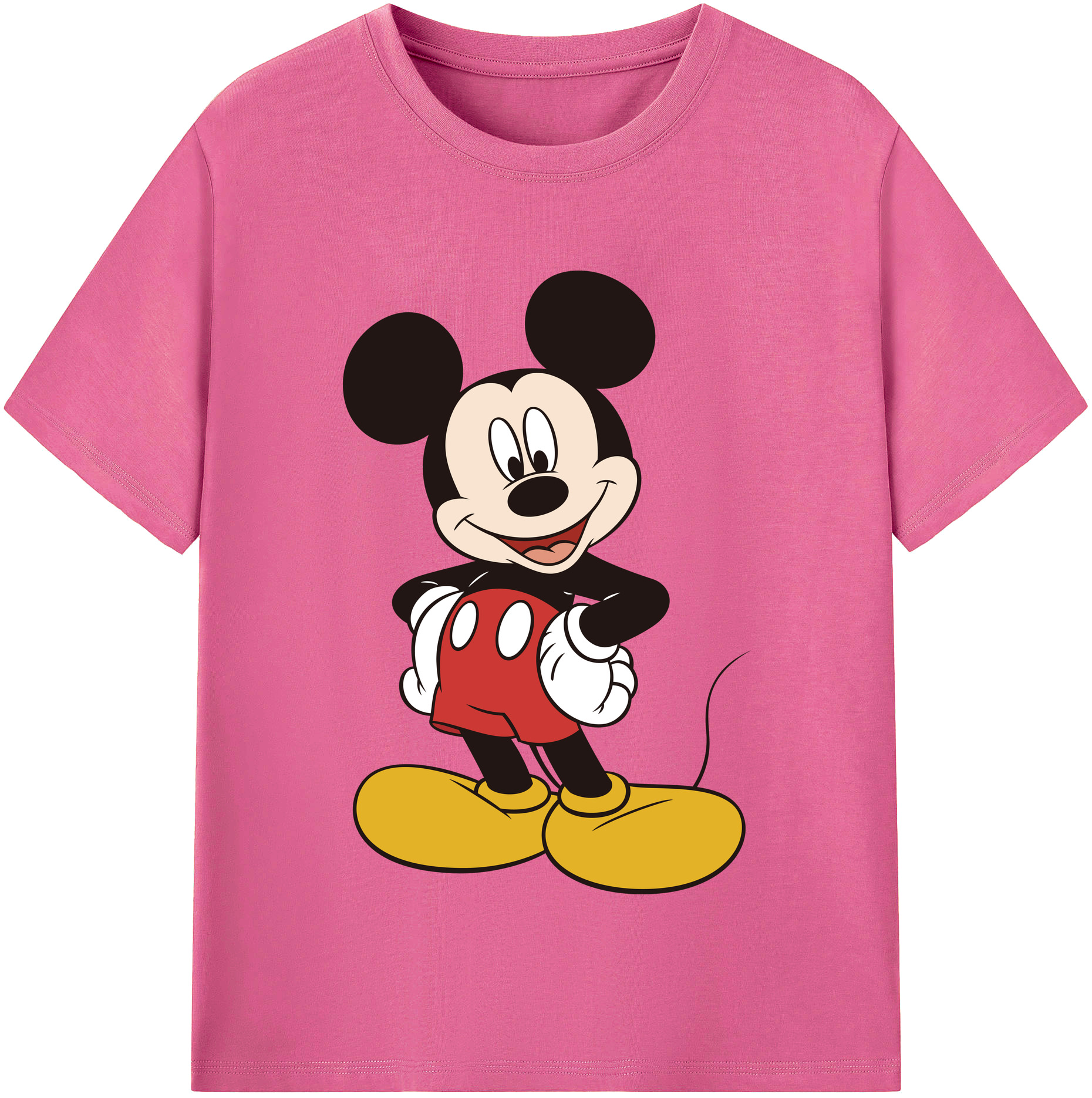 （画像用） ミッキーマウス Mickey Mouse レディースカジュアルプリントTシャツ（綿100％）