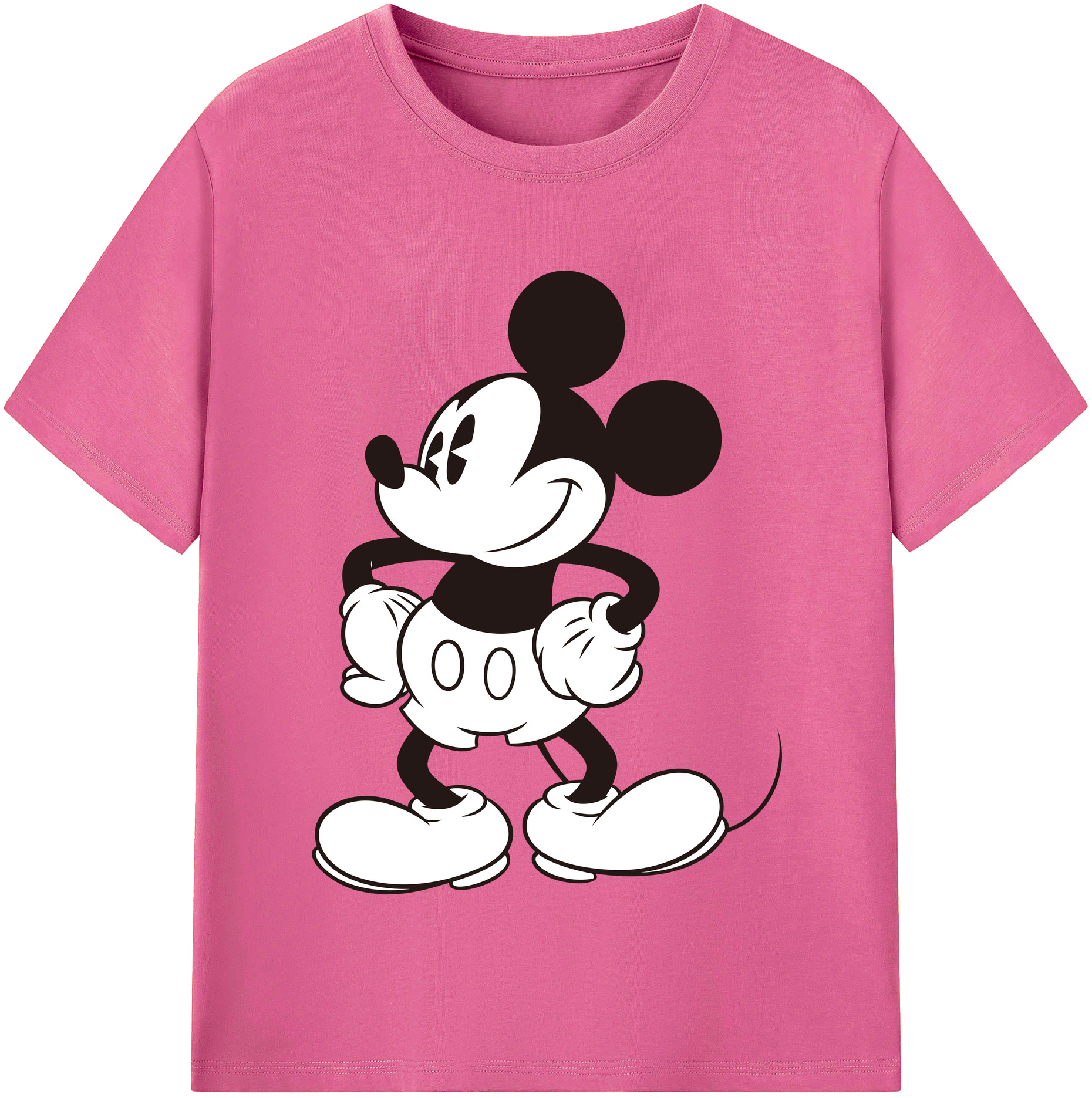 （画像用） ミッキーマウス Mickey Mouse レディースカジュアルプリントTシャツ（綿100％）