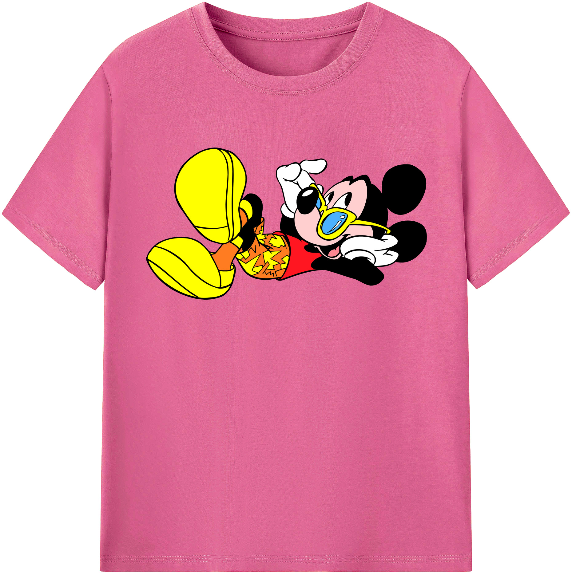 （画像用） ミッキーマウス Mickey Mouse レディースカジュアルプリントTシャツ（綿100％）