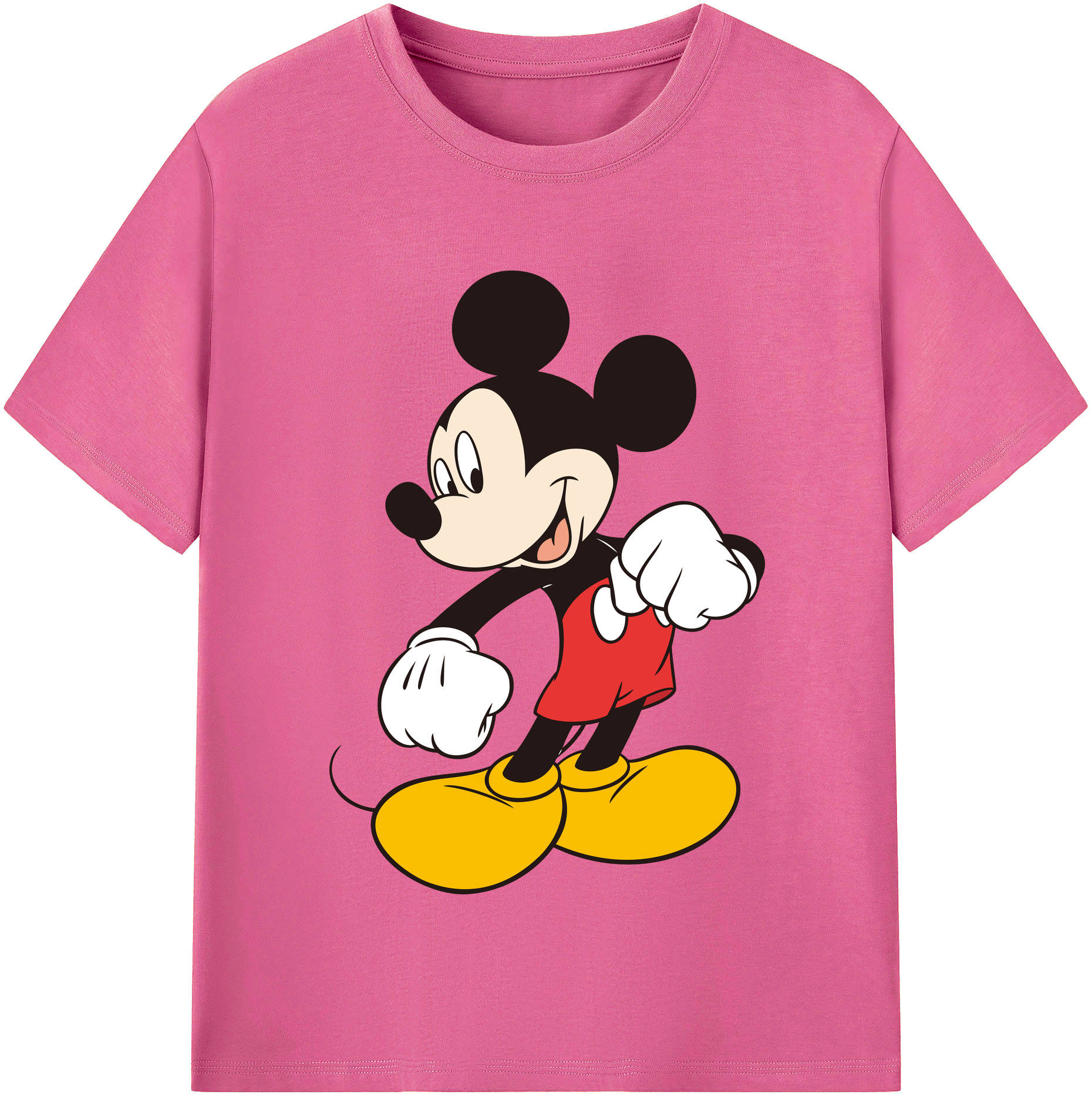 （画像用） ミッキーマウス Mickey Mouse レディースカジュアルプリントTシャツ（綿100％）