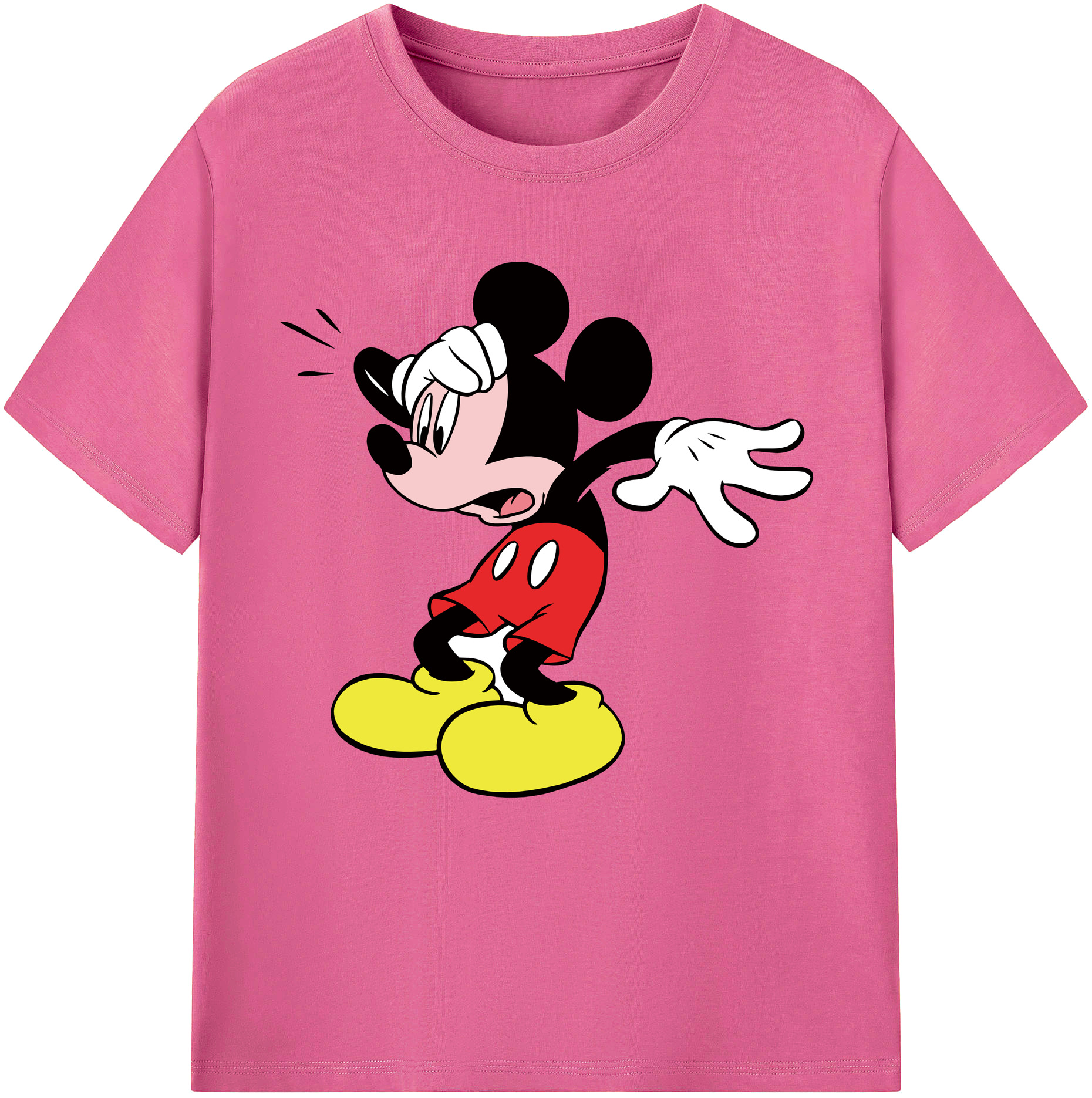 （画像用） ミッキーマウス Mickey Mouse レディースカジュアルプリントTシャツ（綿100％）