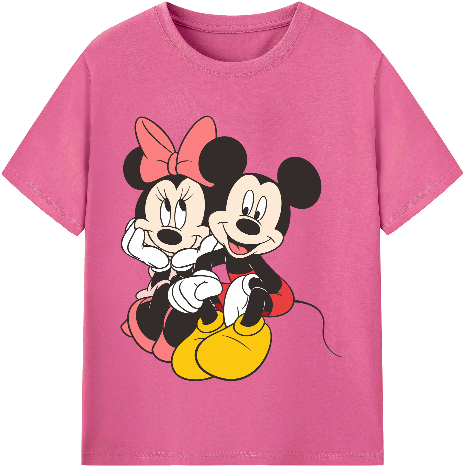 （画像用） ミッキーマウス Mickey Mouse レディースカジュアルプリントTシャツ（綿100％）
