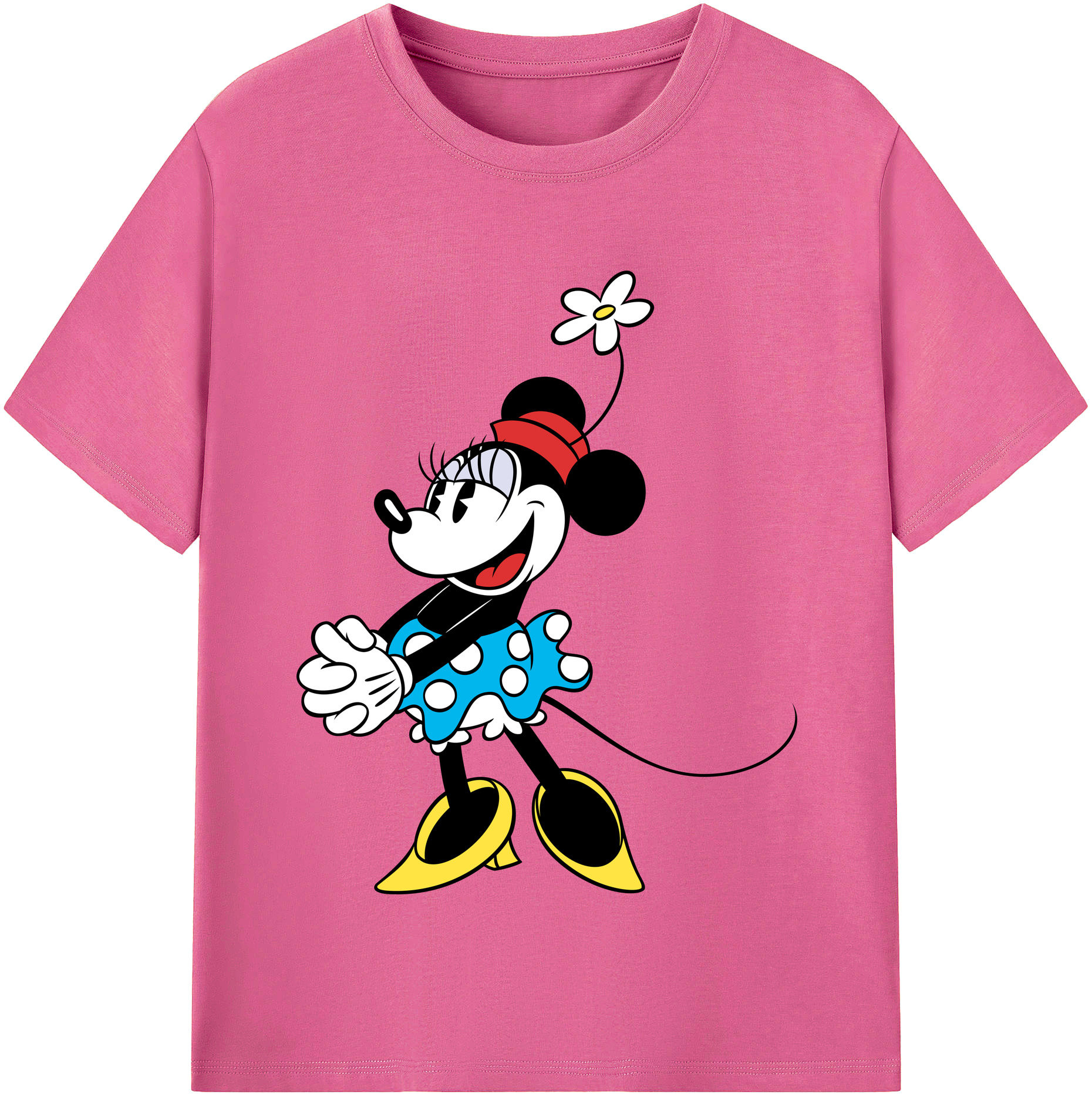 （画像用） ミッキーマウス Mickey Mouse レディースカジュアルプリントTシャツ（綿100％）