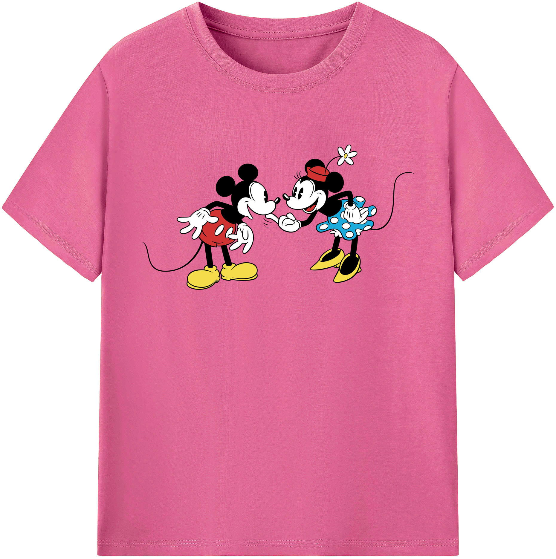 （画像用） ミッキーマウス Mickey Mouse レディースカジュアルプリントTシャツ（綿100％）