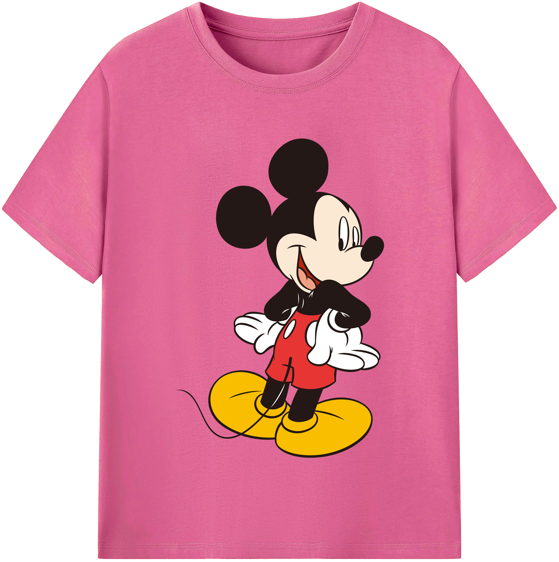 （画像用） ミッキーマウス Mickey Mouse レディースカジュアルプリントTシャツ（綿100％）