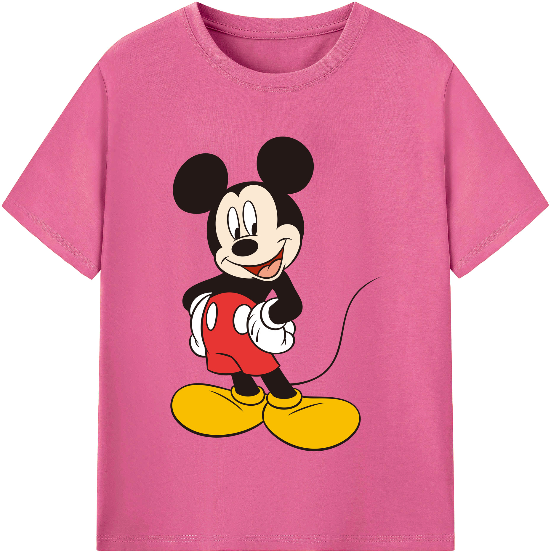 （画像用） ミッキーマウス Mickey Mouse レディースカジュアルプリントTシャツ（綿100％）