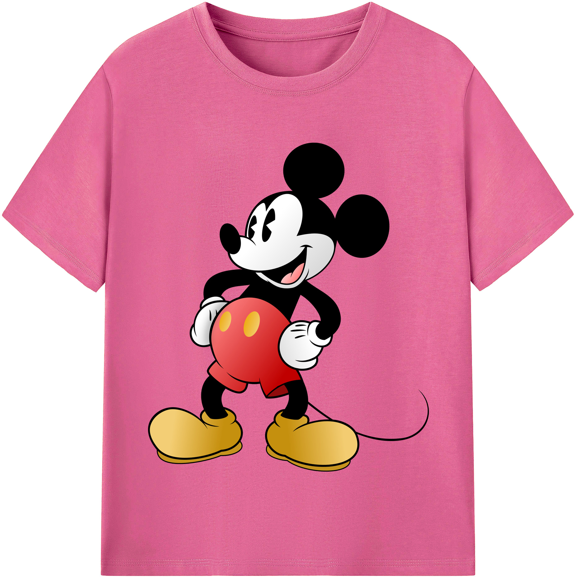 （画像用） ミッキーマウス Mickey Mouse レディースカジュアルプリントTシャツ（綿100％）