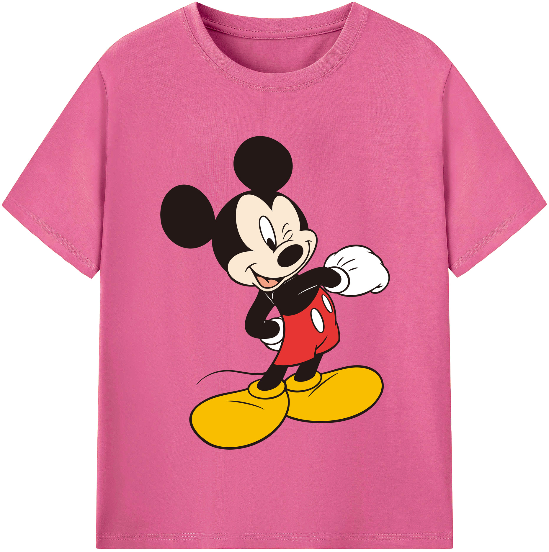 （画像用） ミッキーマウス Mickey Mouse レディースカジュアルプリントTシャツ（綿100％）