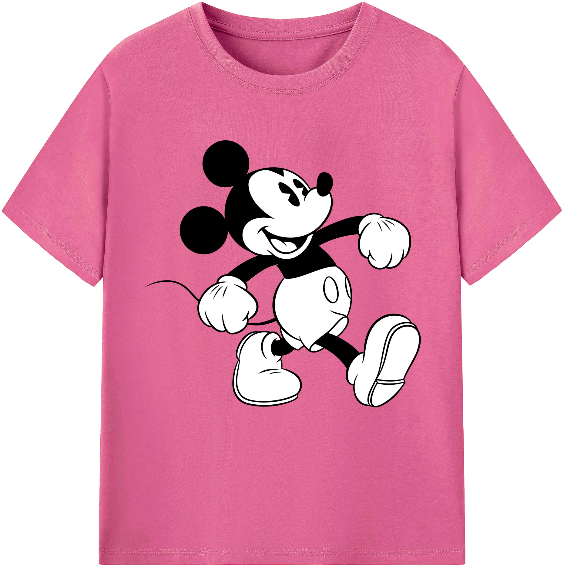 （画像用） ミッキーマウス Mickey Mouse レディースカジュアルプリントTシャツ（綿100％）