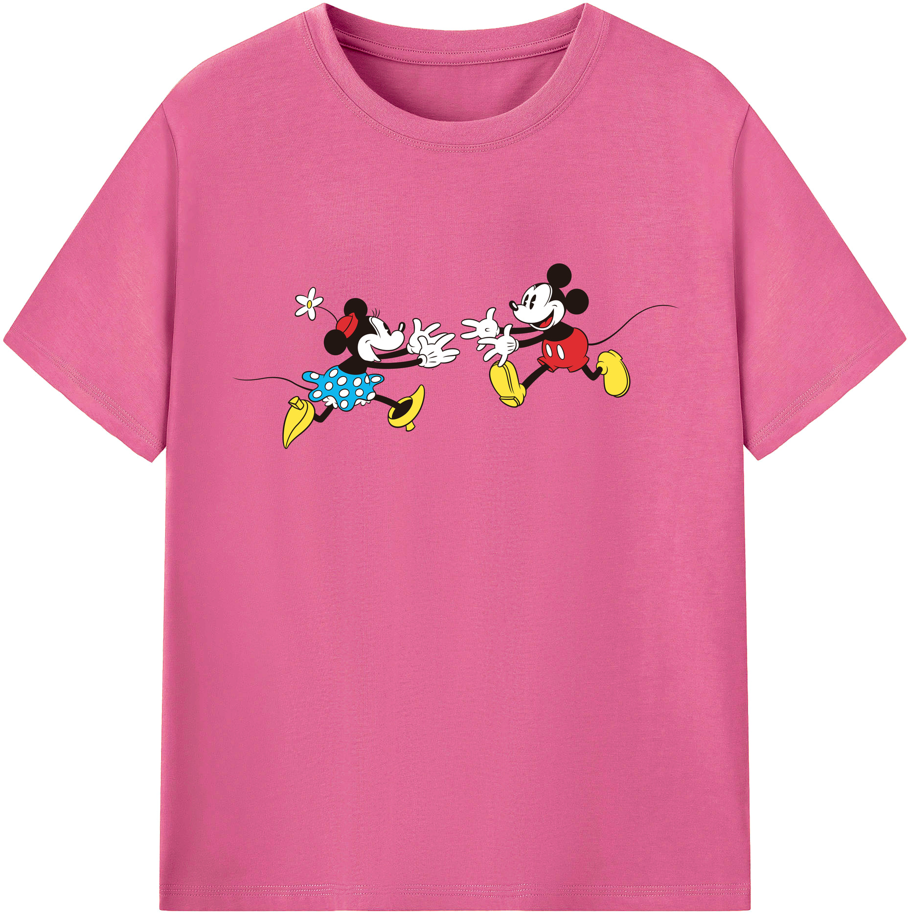 （画像用） ミッキーマウス Mickey Mouse レディースカジュアルプリントTシャツ（綿100％）