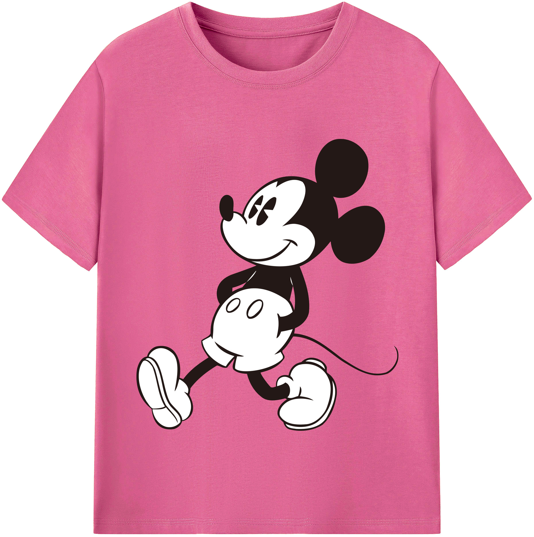 （画像用） ミッキーマウス Mickey Mouse レディースカジュアルプリントTシャツ（綿100％）