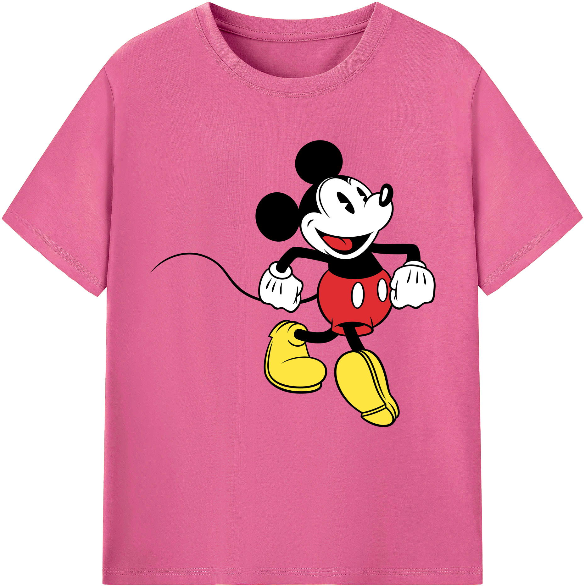 （画像用） ミッキーマウス Mickey Mouse レディースカジュアルプリントTシャツ（綿100％）