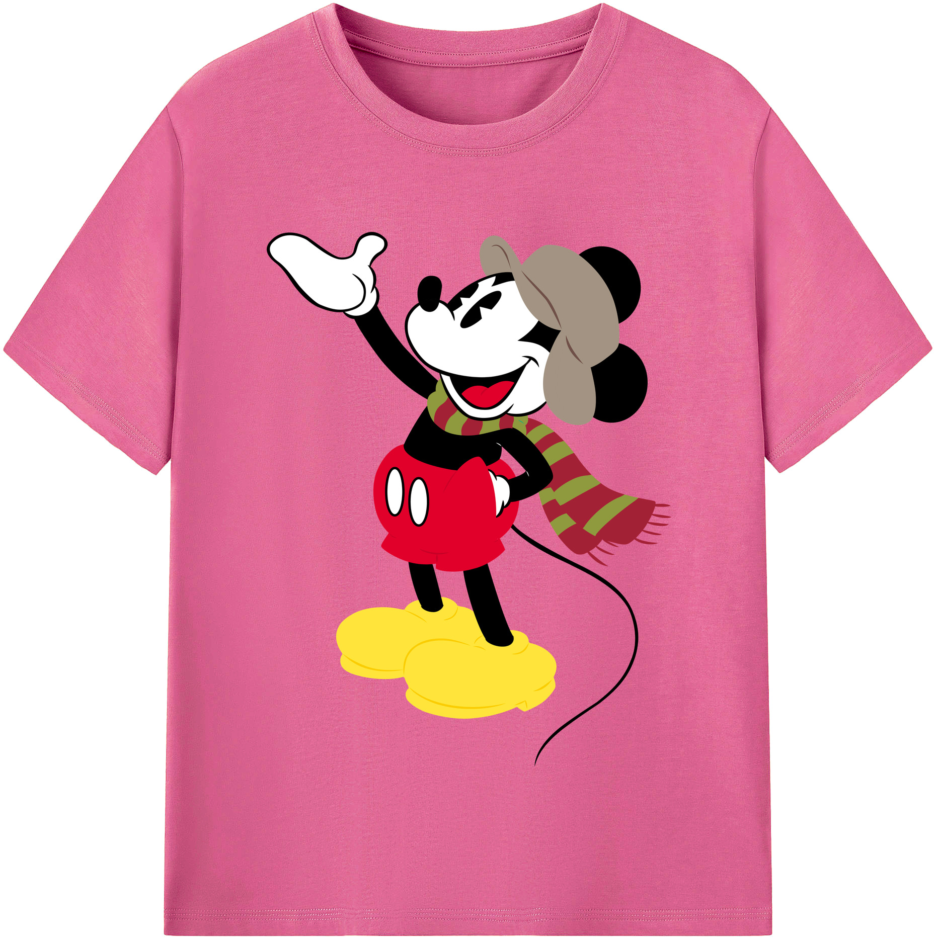（画像用） ミッキーマウス Mickey Mouse レディースカジュアルプリントTシャツ（綿100％）