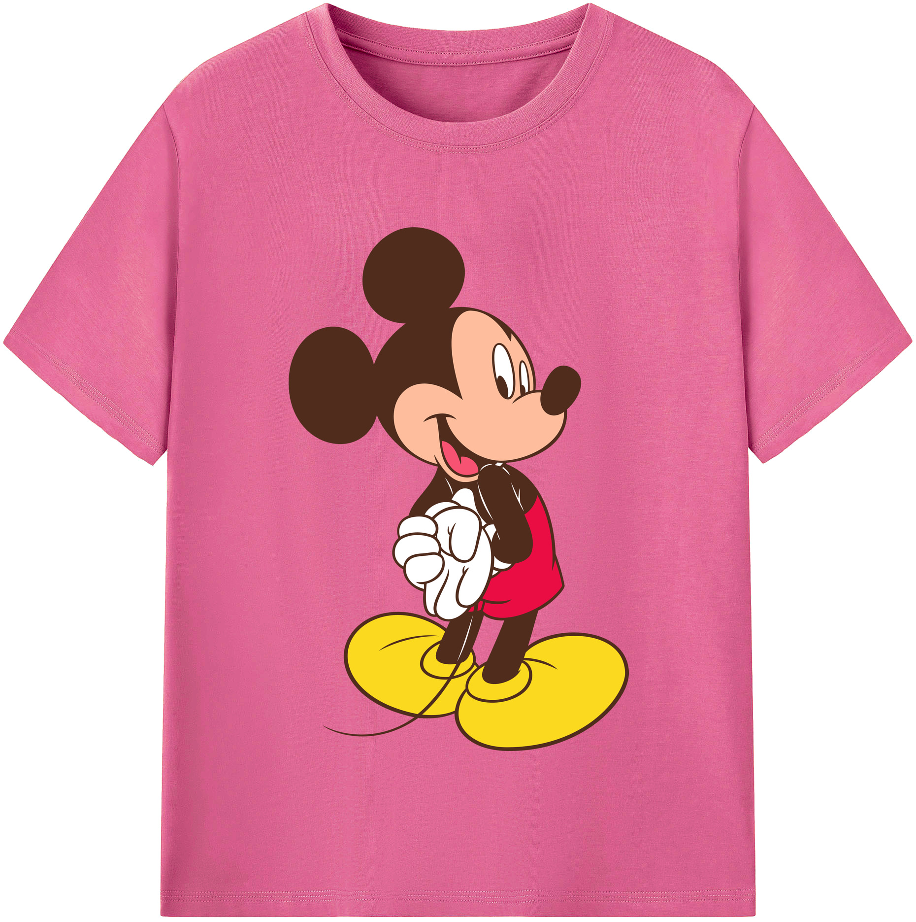 （画像用） ミッキーマウス Mickey Mouse レディースカジュアルプリントTシャツ（綿100％）