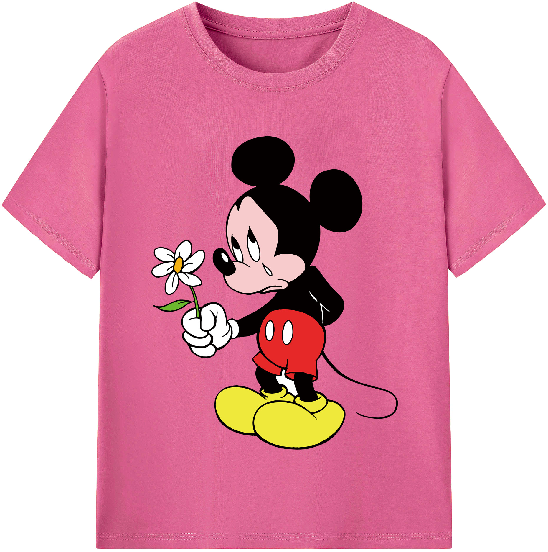 （画像用） ミッキーマウス Mickey Mouse レディースカジュアルプリントTシャツ（綿100％）